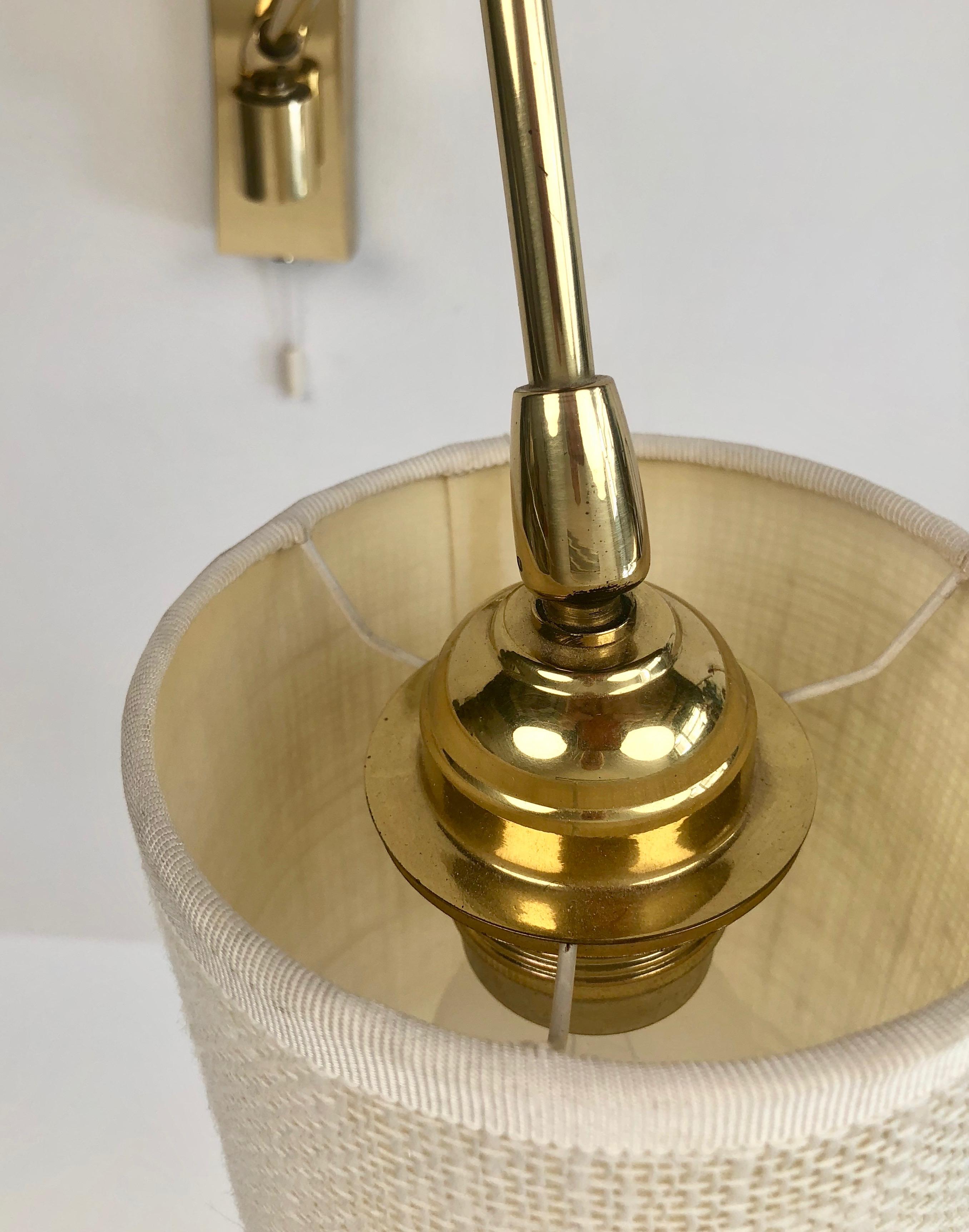Mid-20th Century Adjustable Wall Light in Brass with Linen Shade 1960, Austria