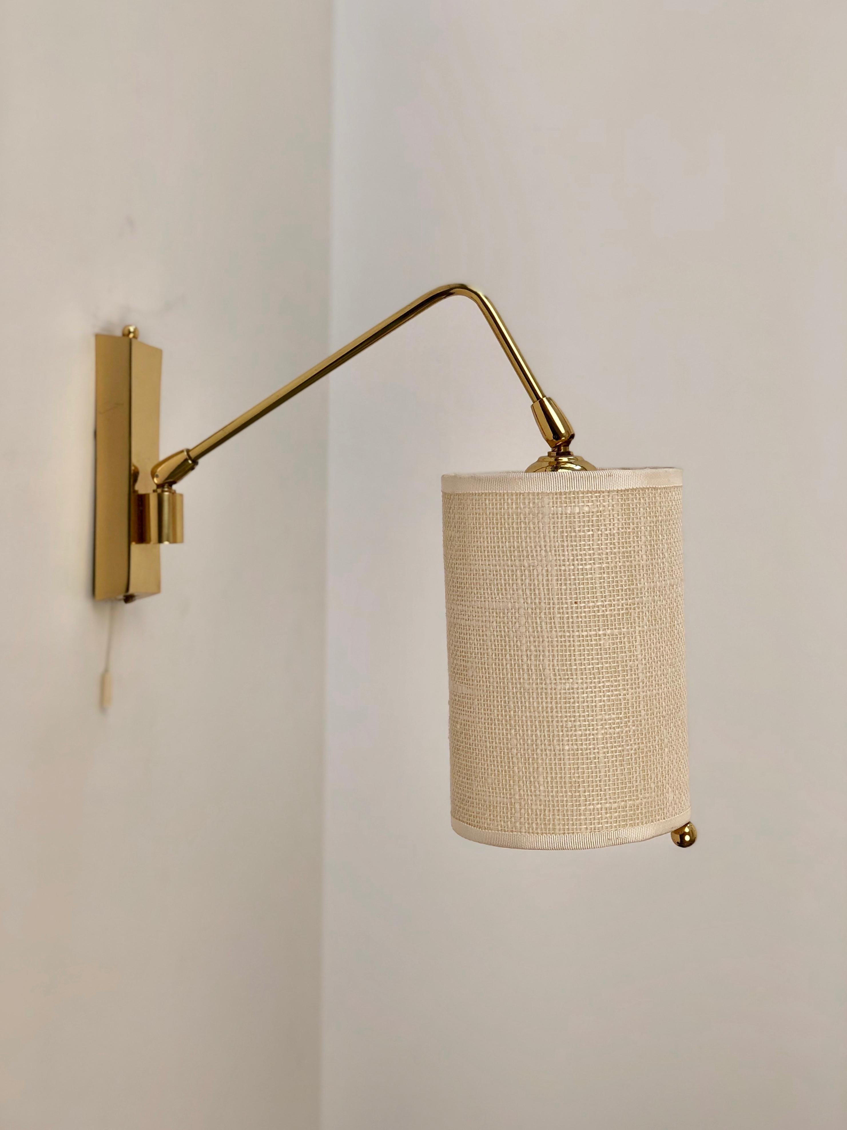 Adjustable Wall Light in Brass with Linen Shade 1960, Austria 1