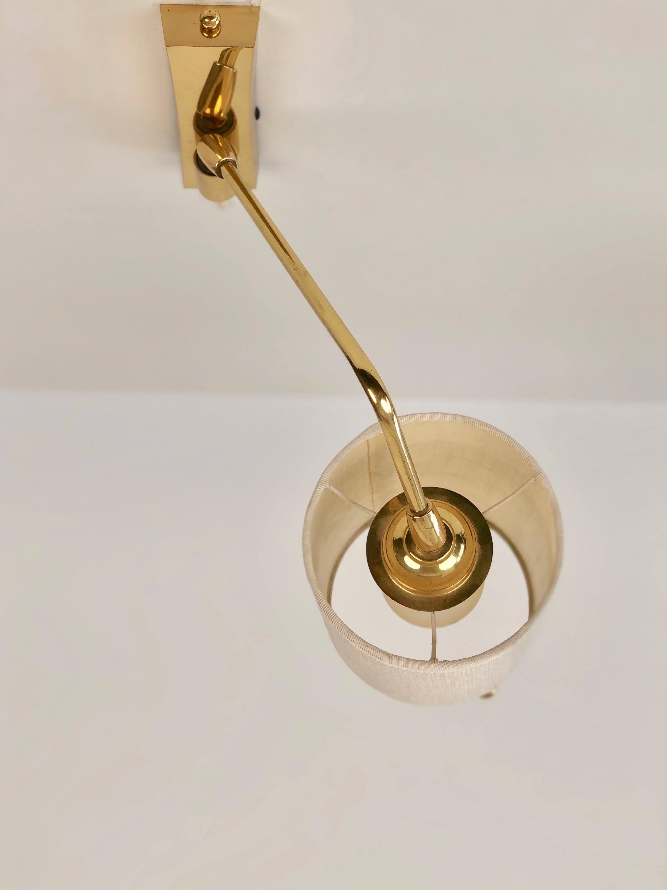 Adjustable Wall Light in Brass with Linen Shade 1960, Austria 2