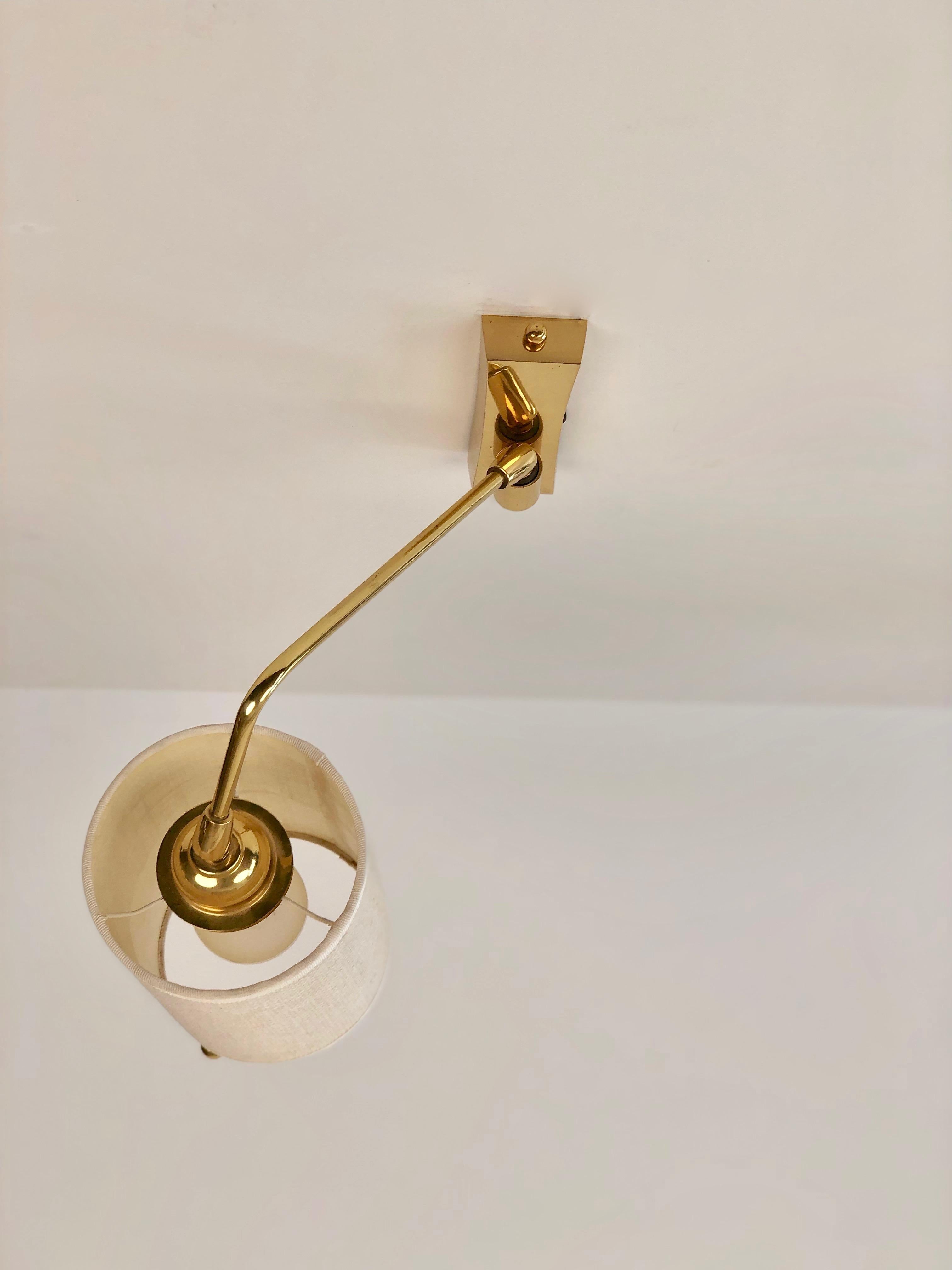 Adjustable Wall Light in Brass with Linen Shade 1960, Austria 3
