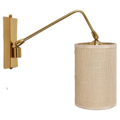 Adjustable Wall Light in Brass with Linen Shade 1960, Austria