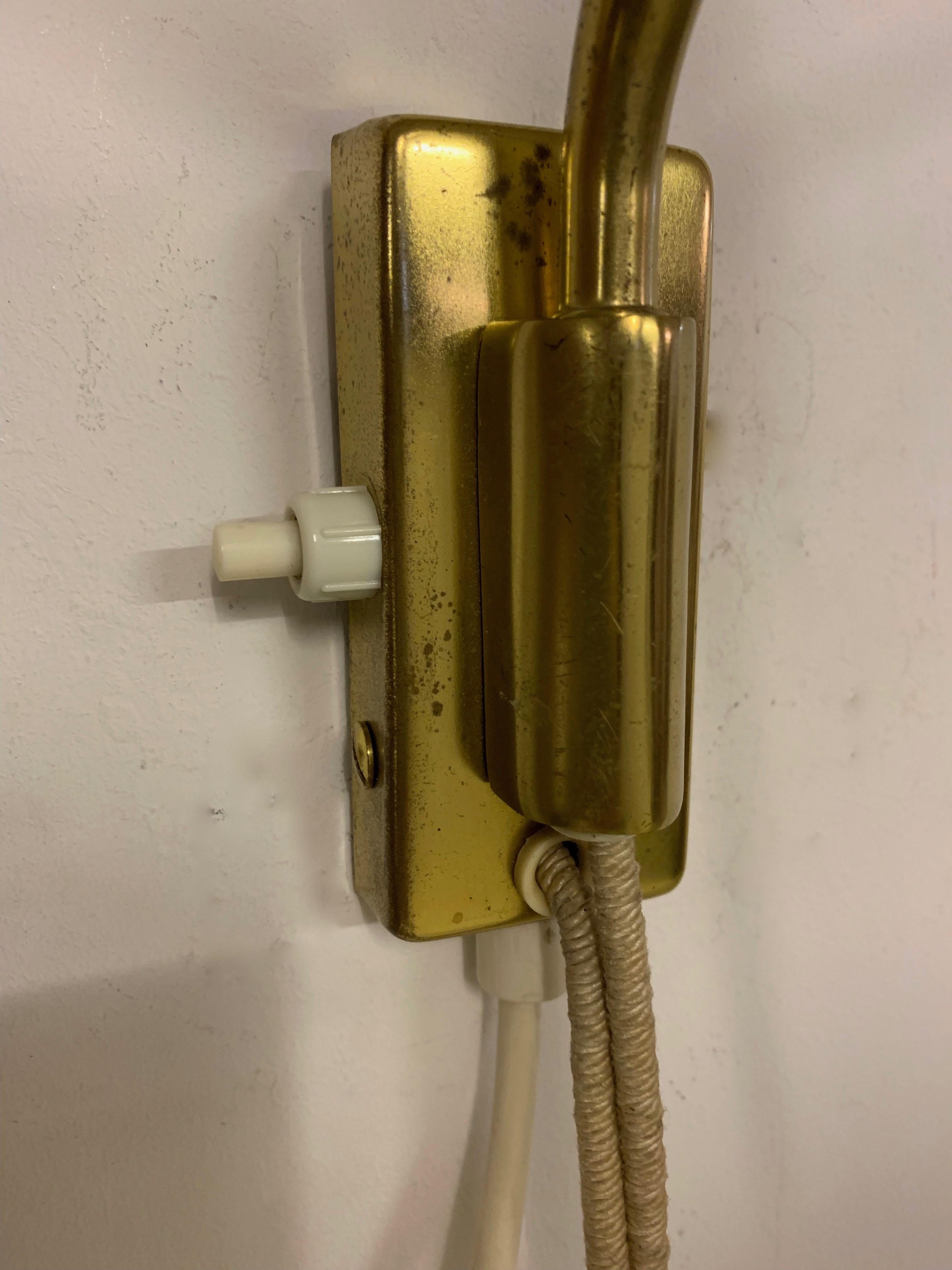 Brass Adjustable Wall Light with Counterweight For Sale