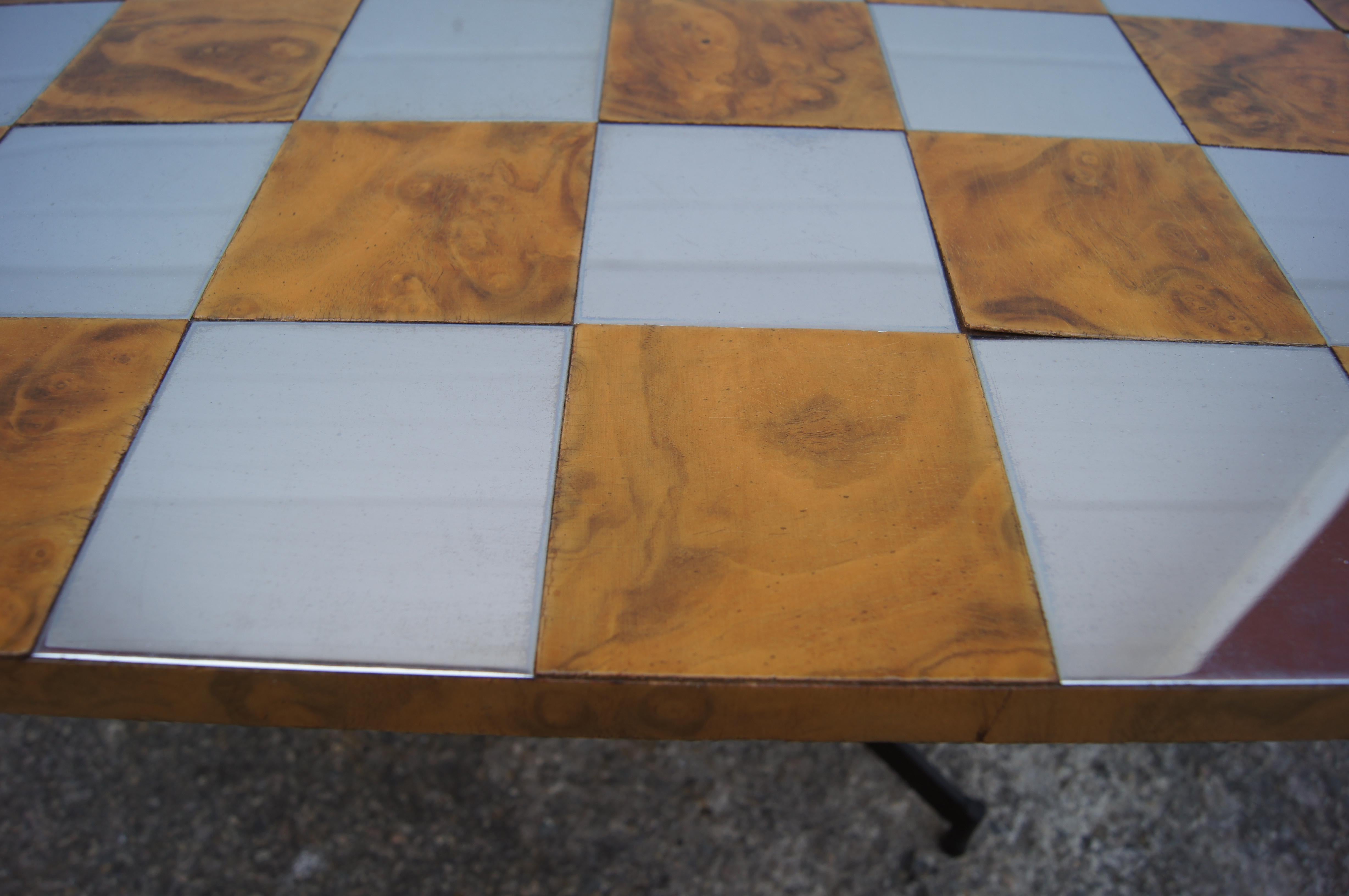 Late 20th Century Adjustable Walnut Burl and Chrome Side Table in the Style of Paul Evans For Sale