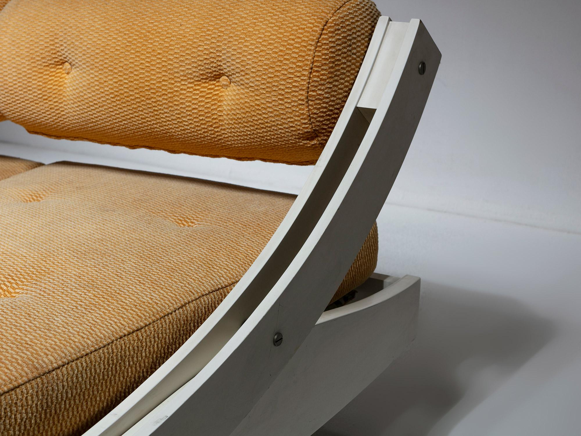 Fabric Adjustable White Wood Daybed By Gianni Songia for Sormani, Italy, 1960s For Sale