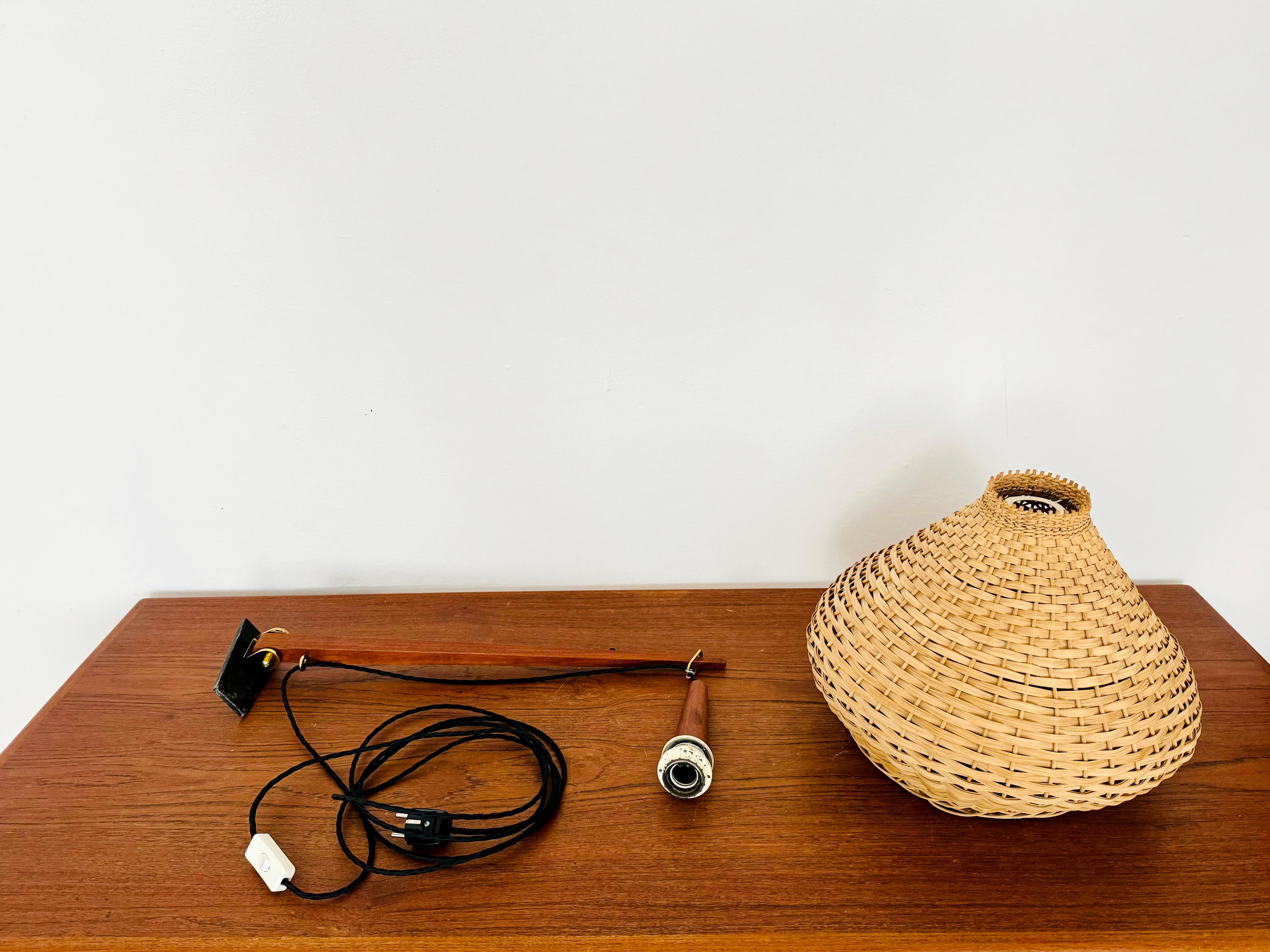 Lampada da parete regolabile in vimini e teak di Kaiser Leuchten in vendita 7