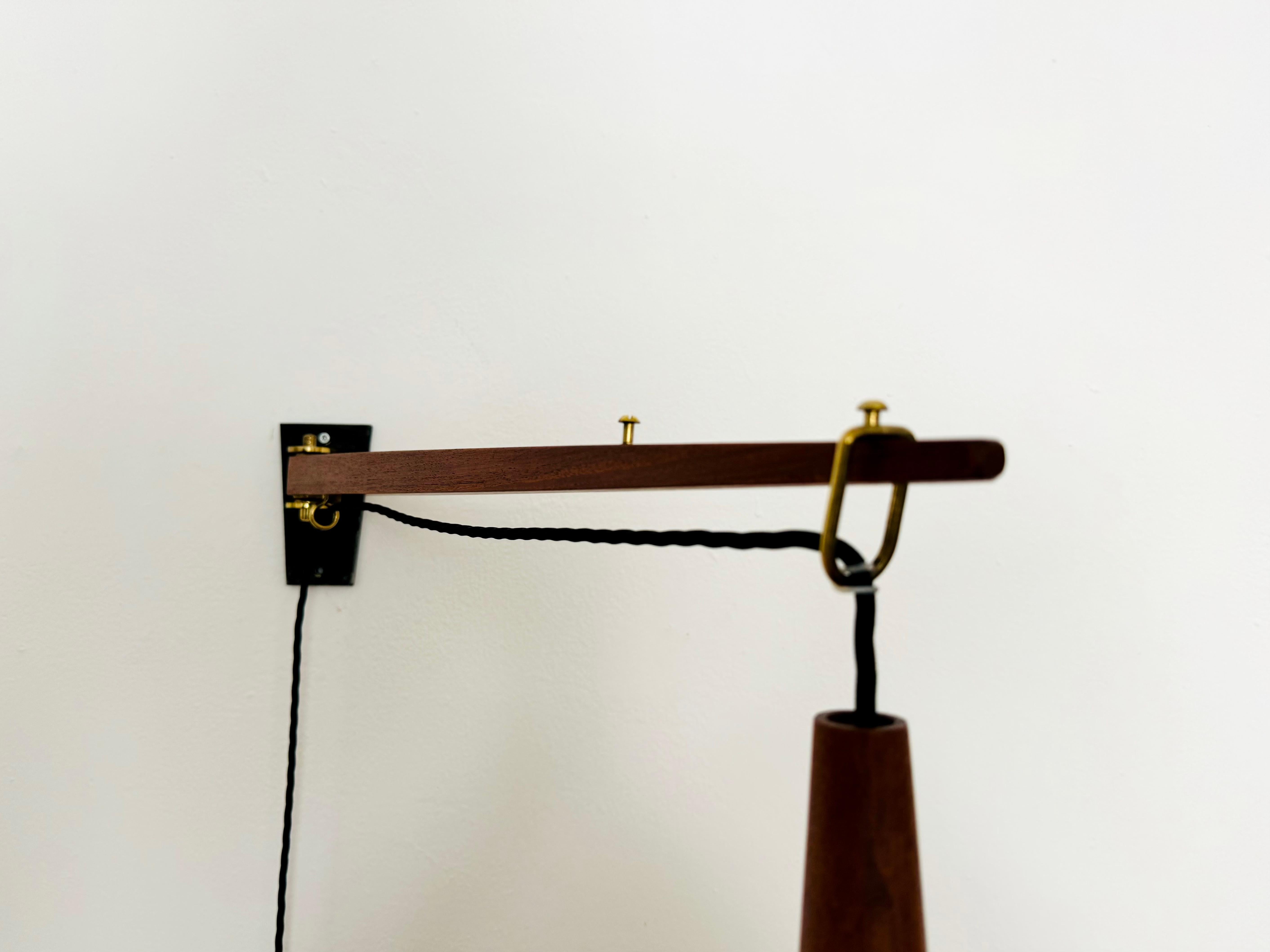 Vimini Lampada da parete regolabile in vimini e teak di Kaiser Leuchten in vendita