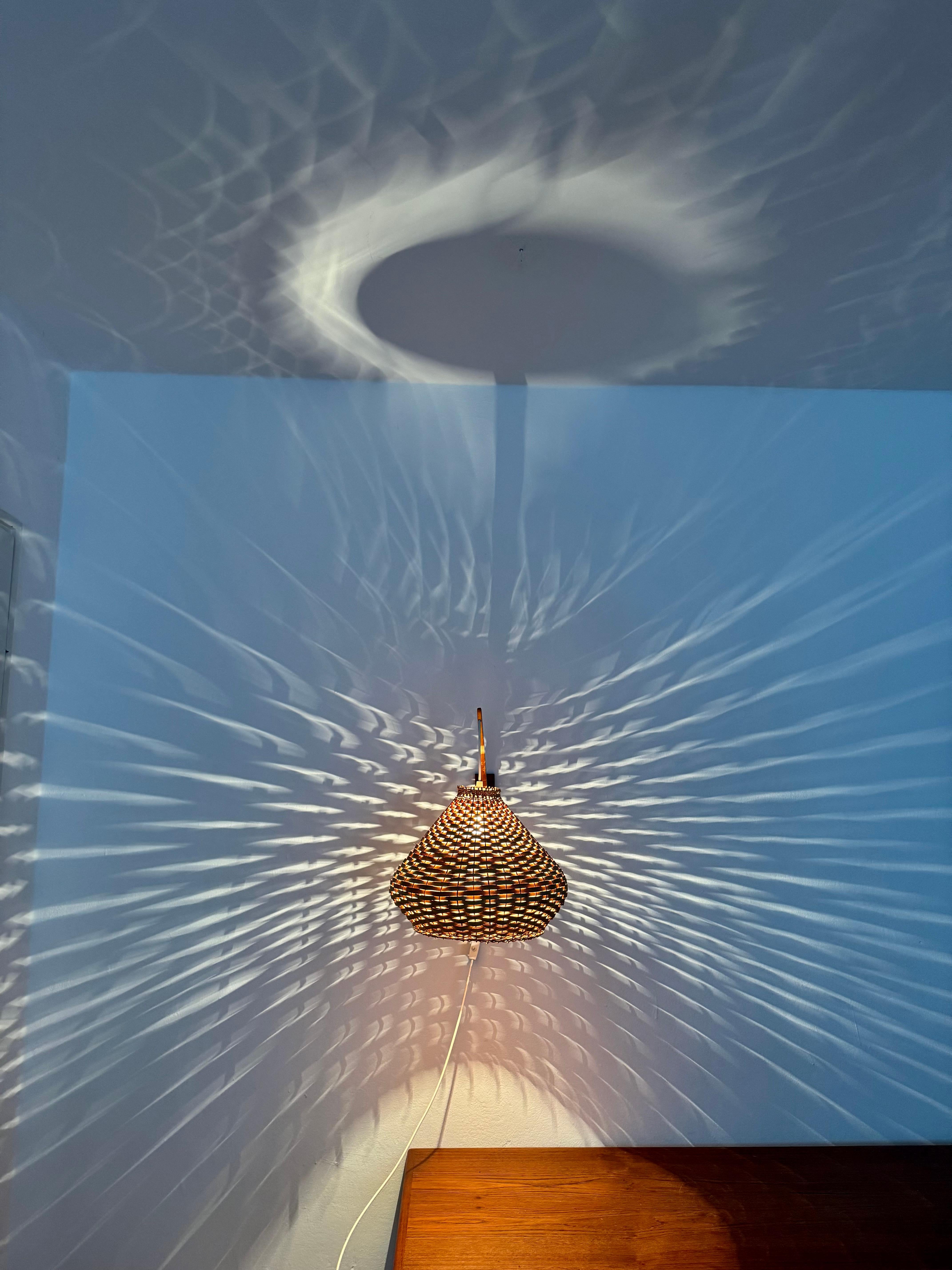 Adjustable Wicker Wall Lamp For Sale 4
