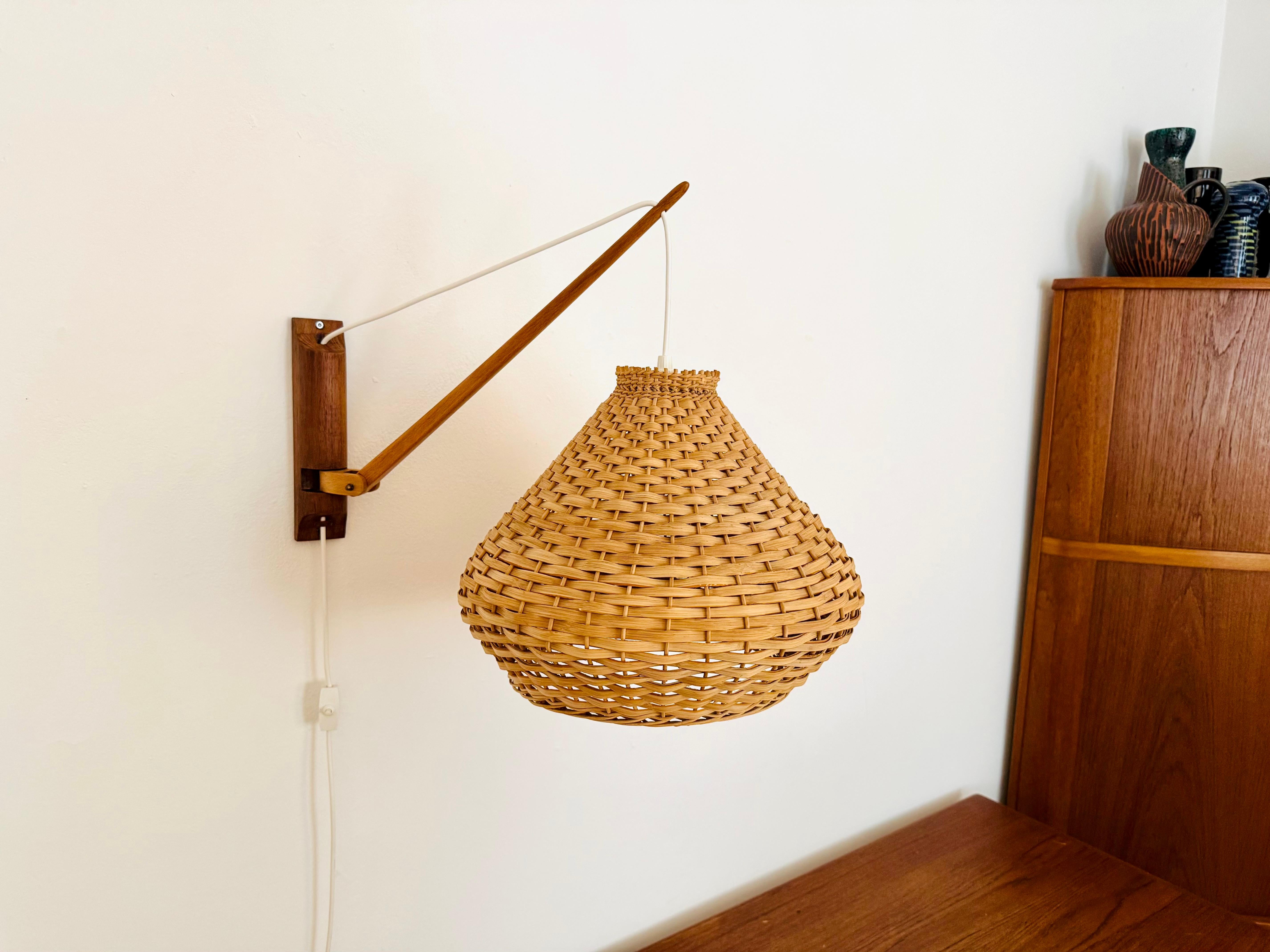 Adjustable Wicker Wall Lamp For Sale 1