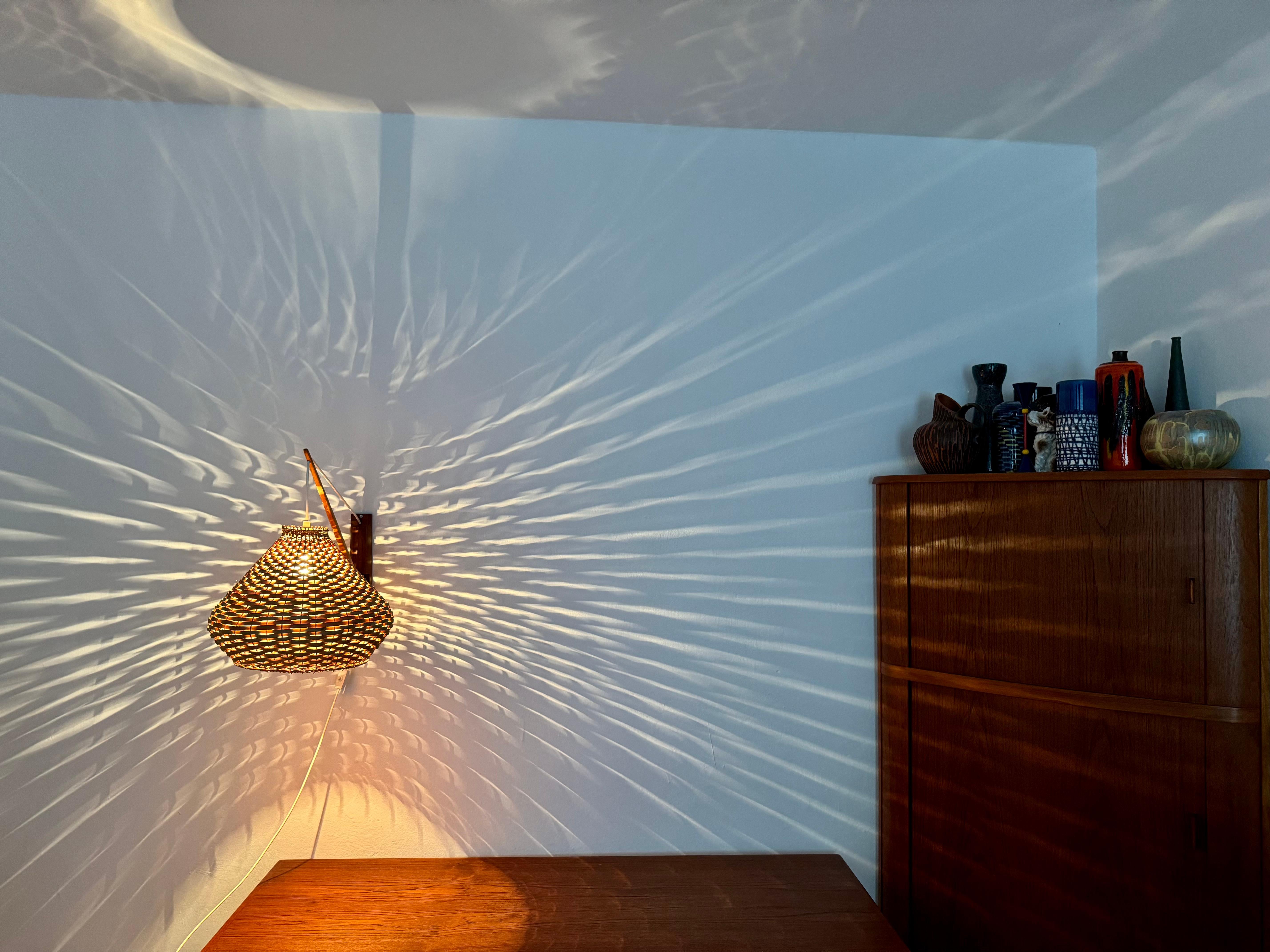 Adjustable Wicker Wall Lamp For Sale 3