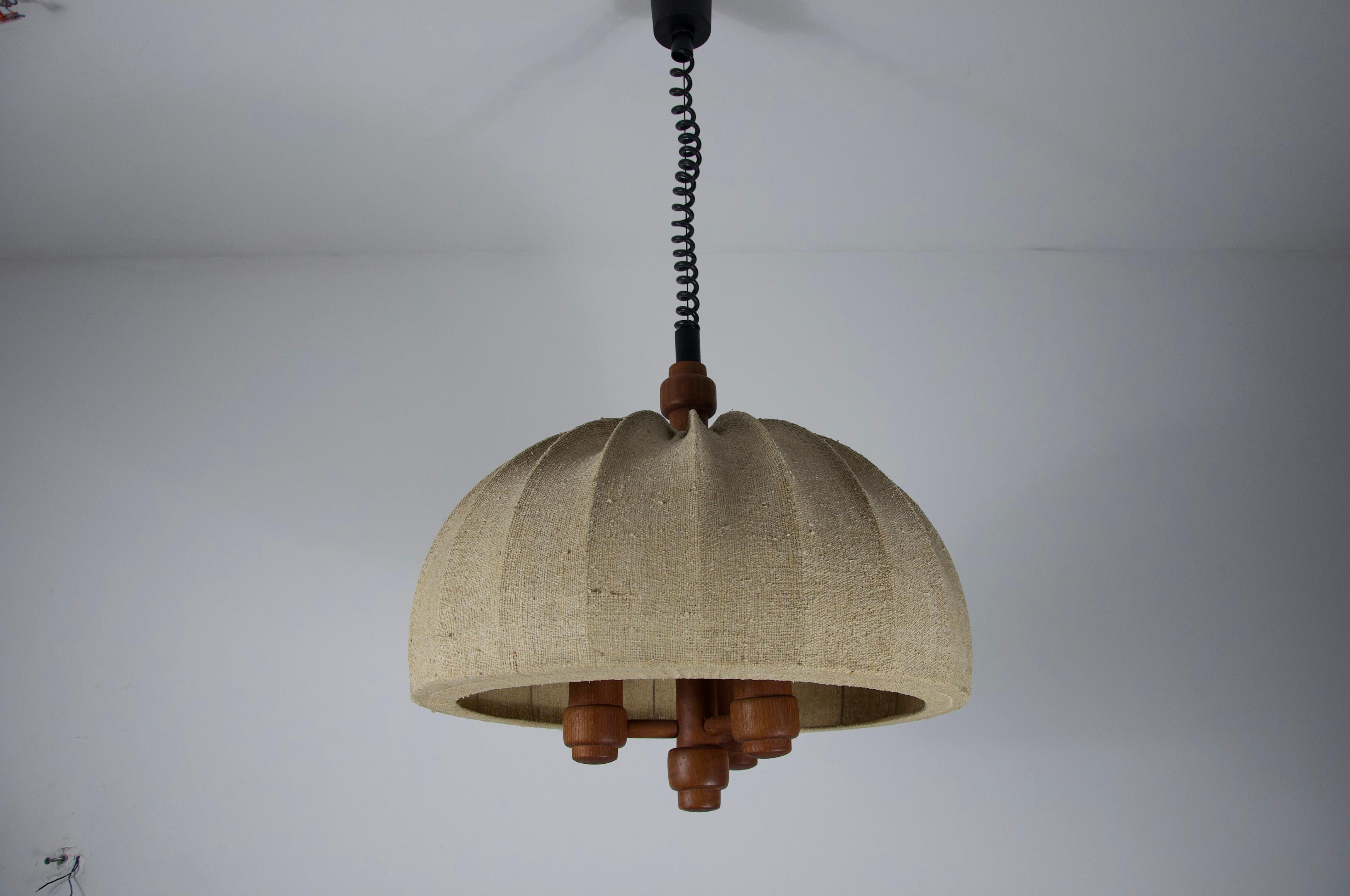 Lampada a sospensione regolabile con paralume in Wood e Fabrice di Domus, anni '60 in vendita 4