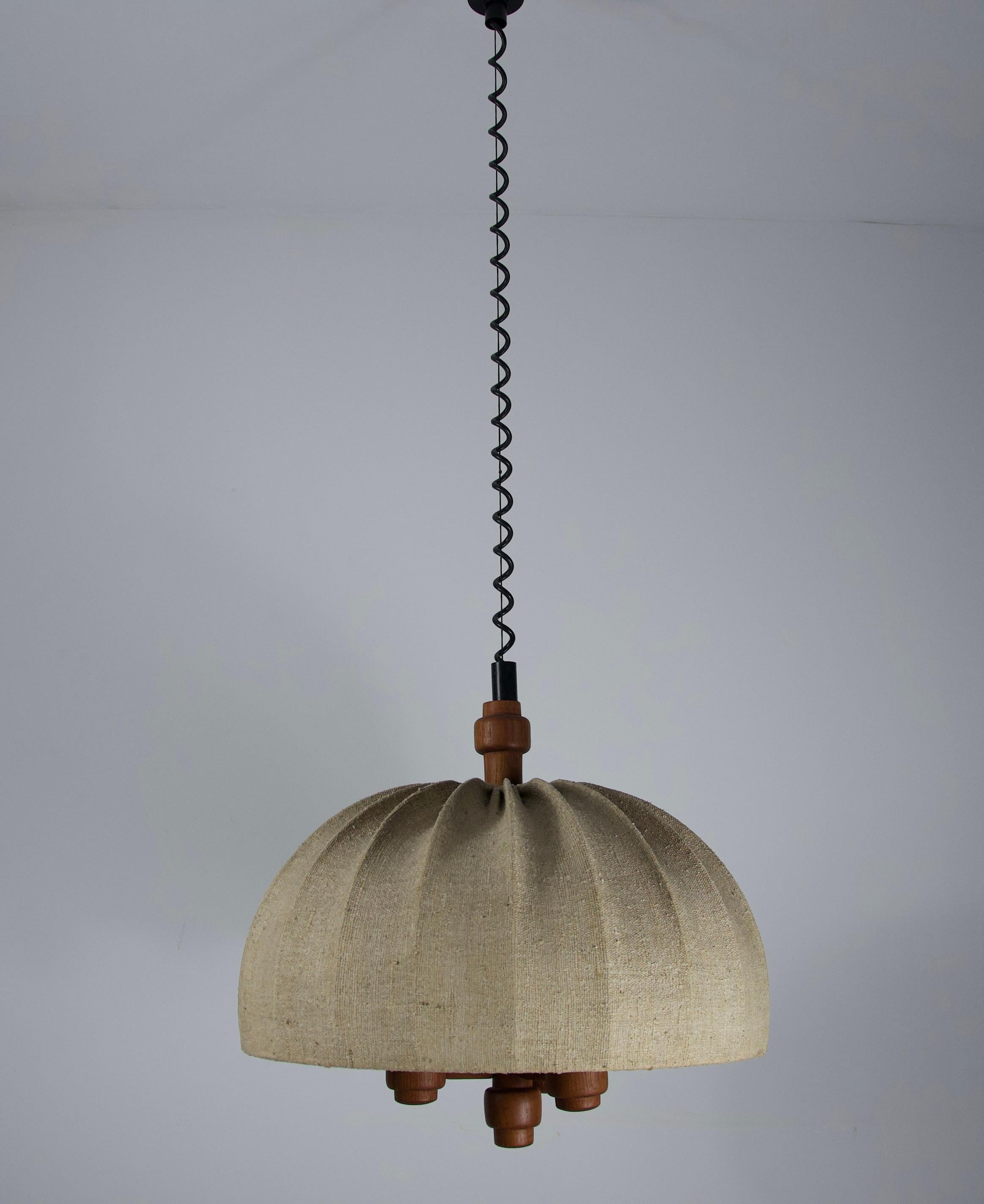 Lampada a sospensione regolabile con paralume in Wood e Fabrice di Domus, anni '60 in vendita 5