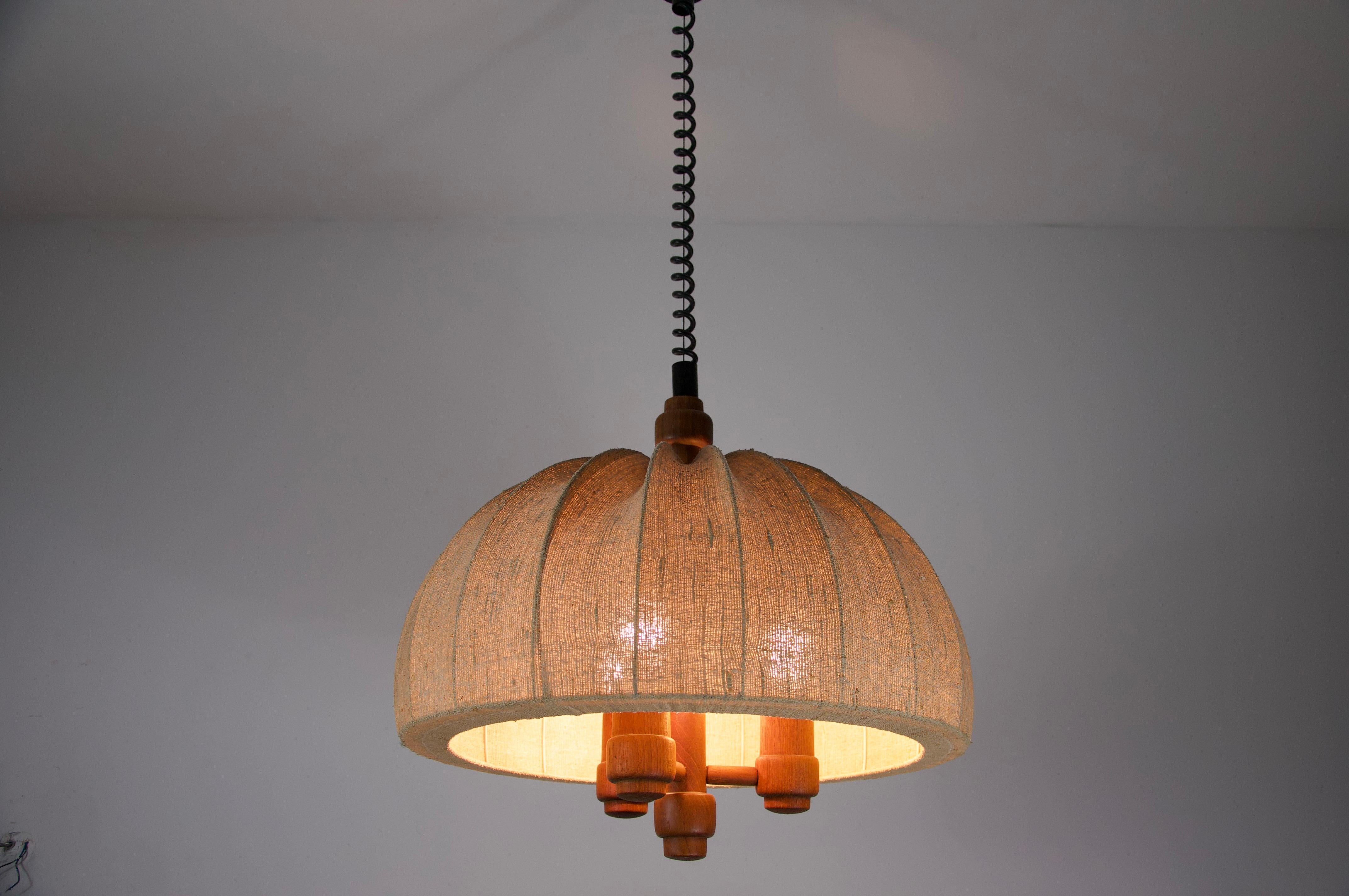 Lampada a sospensione regolabile con paralume in Wood e Fabrice di Domus, anni '60 in vendita 6