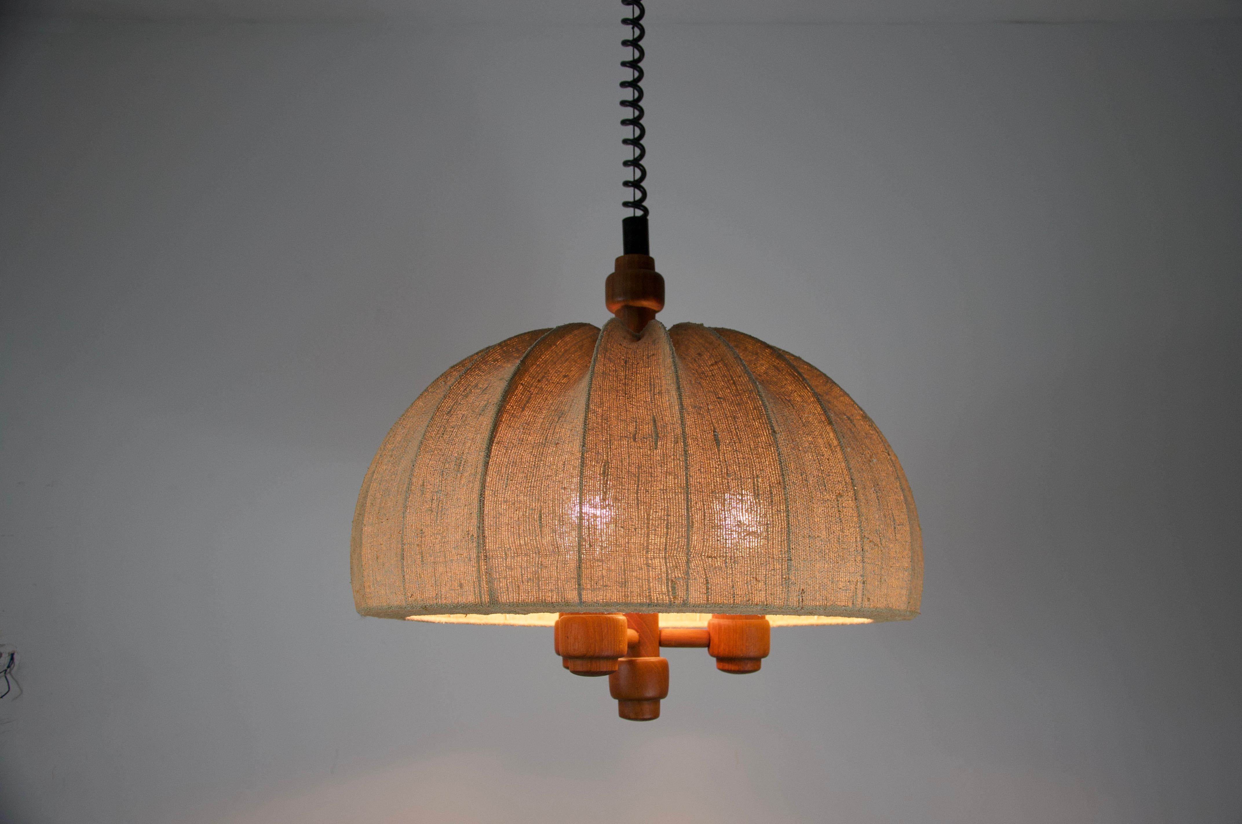 Lampada a sospensione regolabile con paralume in Wood e Fabrice di Domus, anni '60 in vendita 8