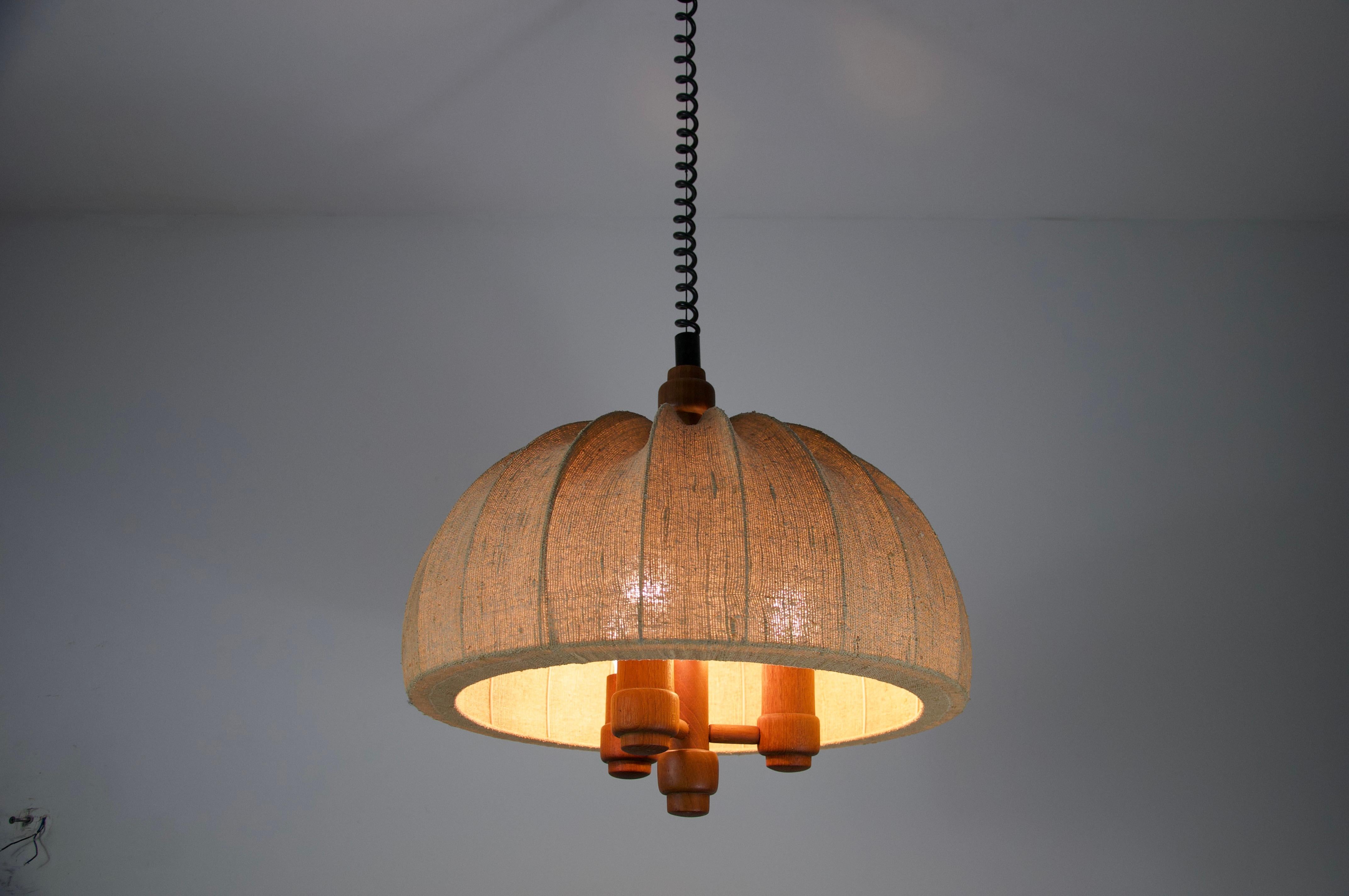 Lampada a sospensione regolabile con paralume in Wood e Fabrice di Domus, anni '60 in vendita 9