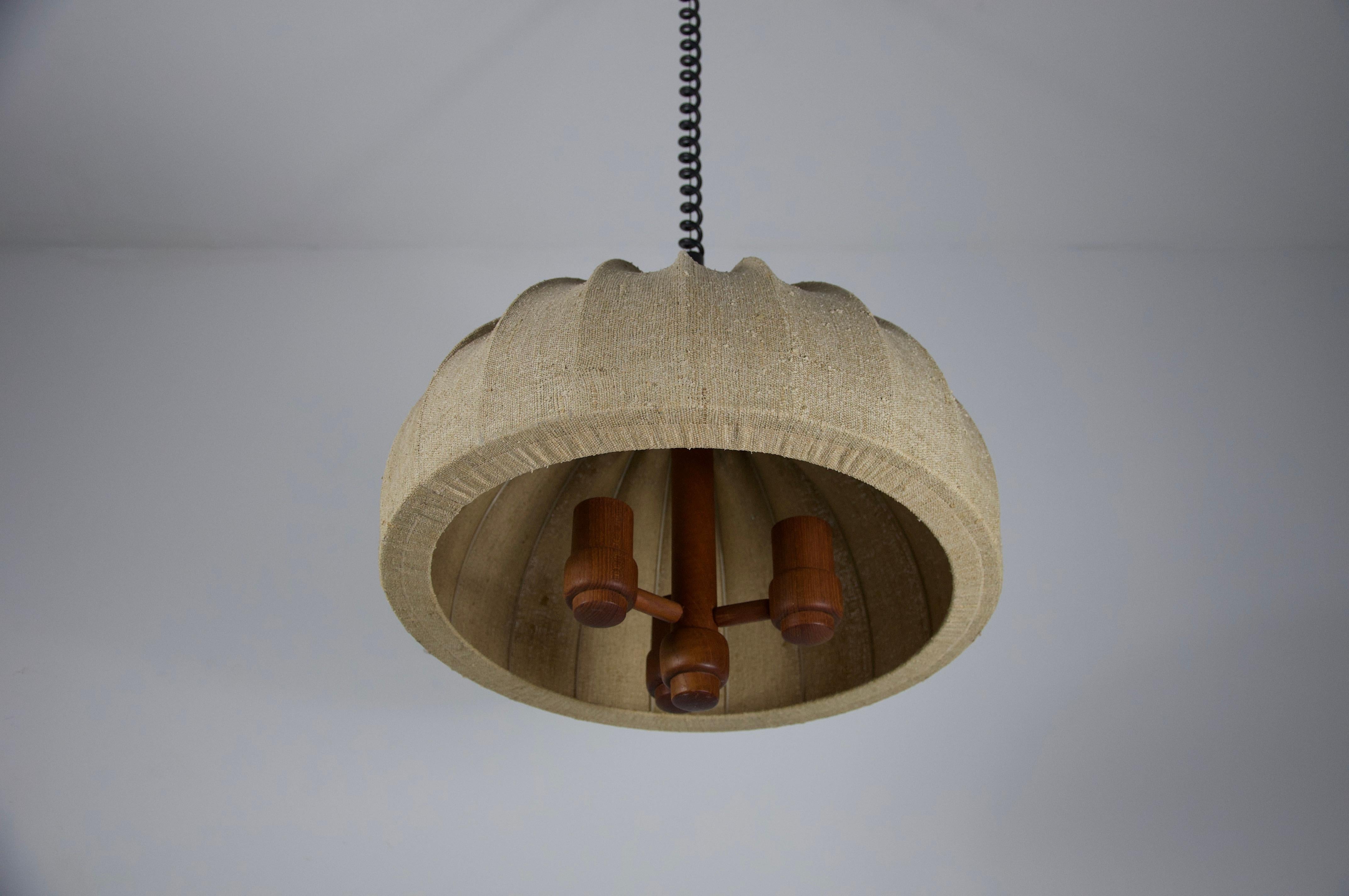 Lampada a sospensione regolabile con paralume in Wood e Fabrice di Domus, anni '60 in vendita 1