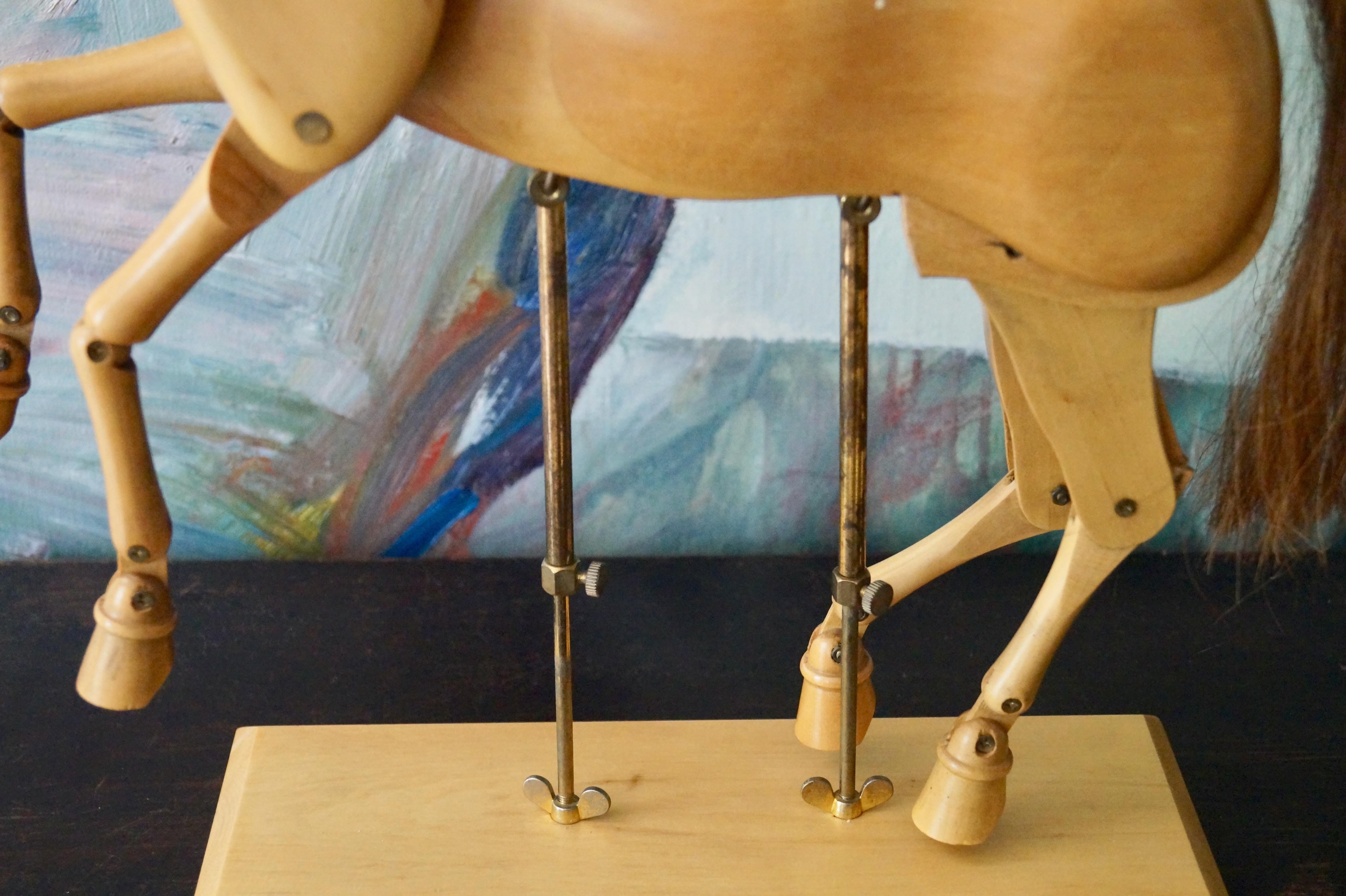 Carved Adjustable Wooden Artist's Horse Figure, Germany, 1970s