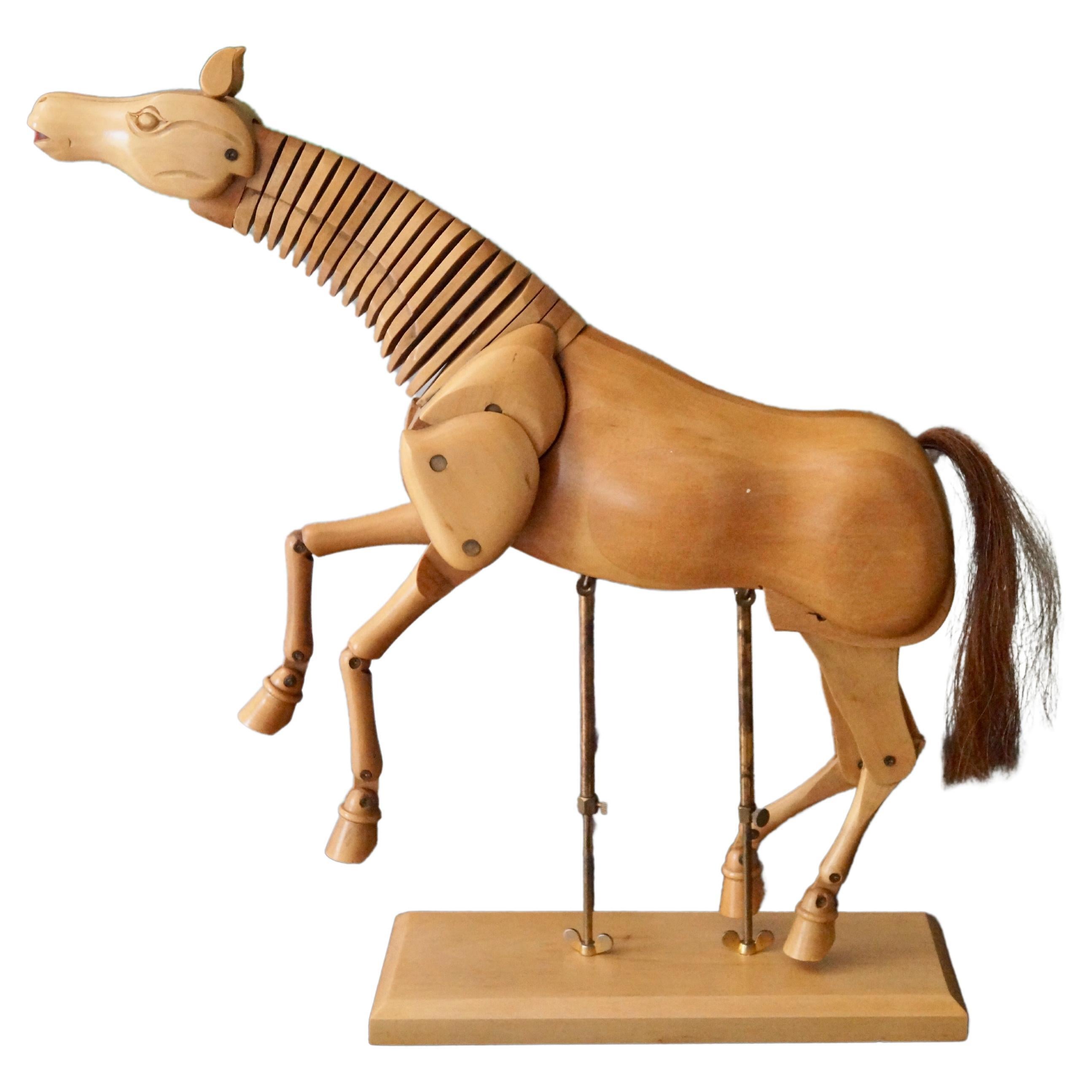Adjustable Wooden Artist's Horse Figure, Germany, 1970s