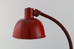 Adjustable Work Lamp in Original Red Lacquer, Industrial Design, Mid-20th