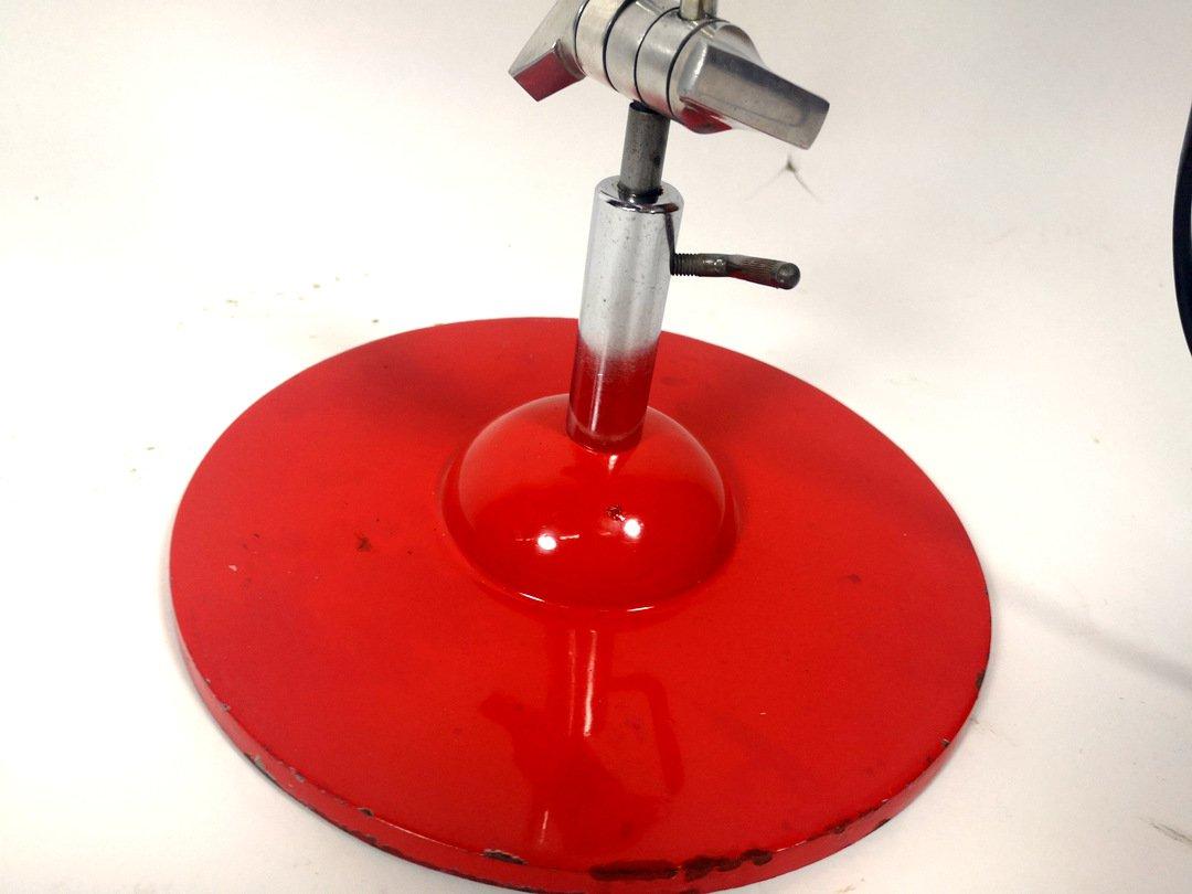 Adjustable Industrial Workshop / Desk Lamp, Red Painted Steel, 1970s In Good Condition In Budapest, HU