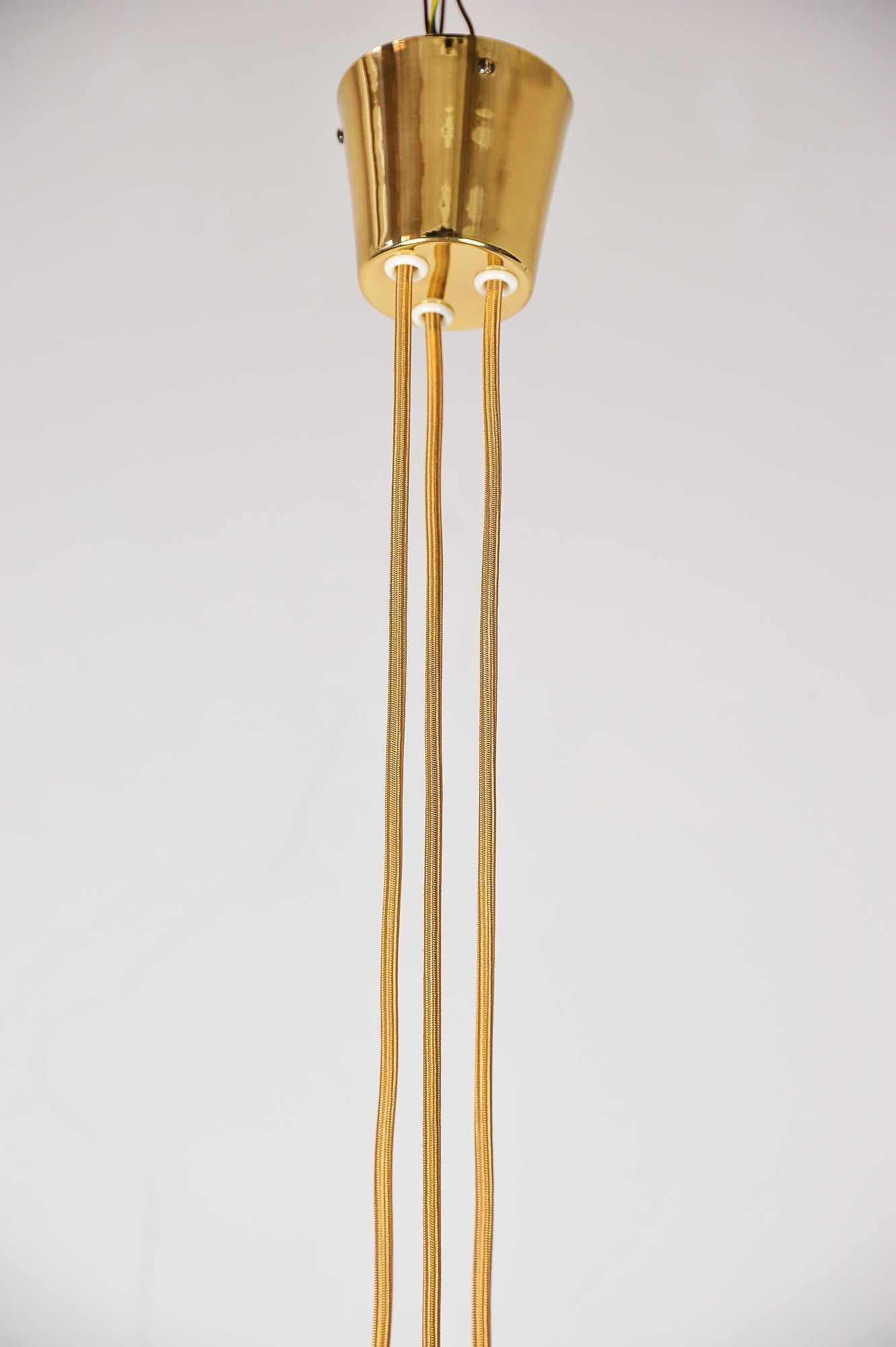 Brass Adjustable Woven Rattan Pendant Lamp, circa 1960s