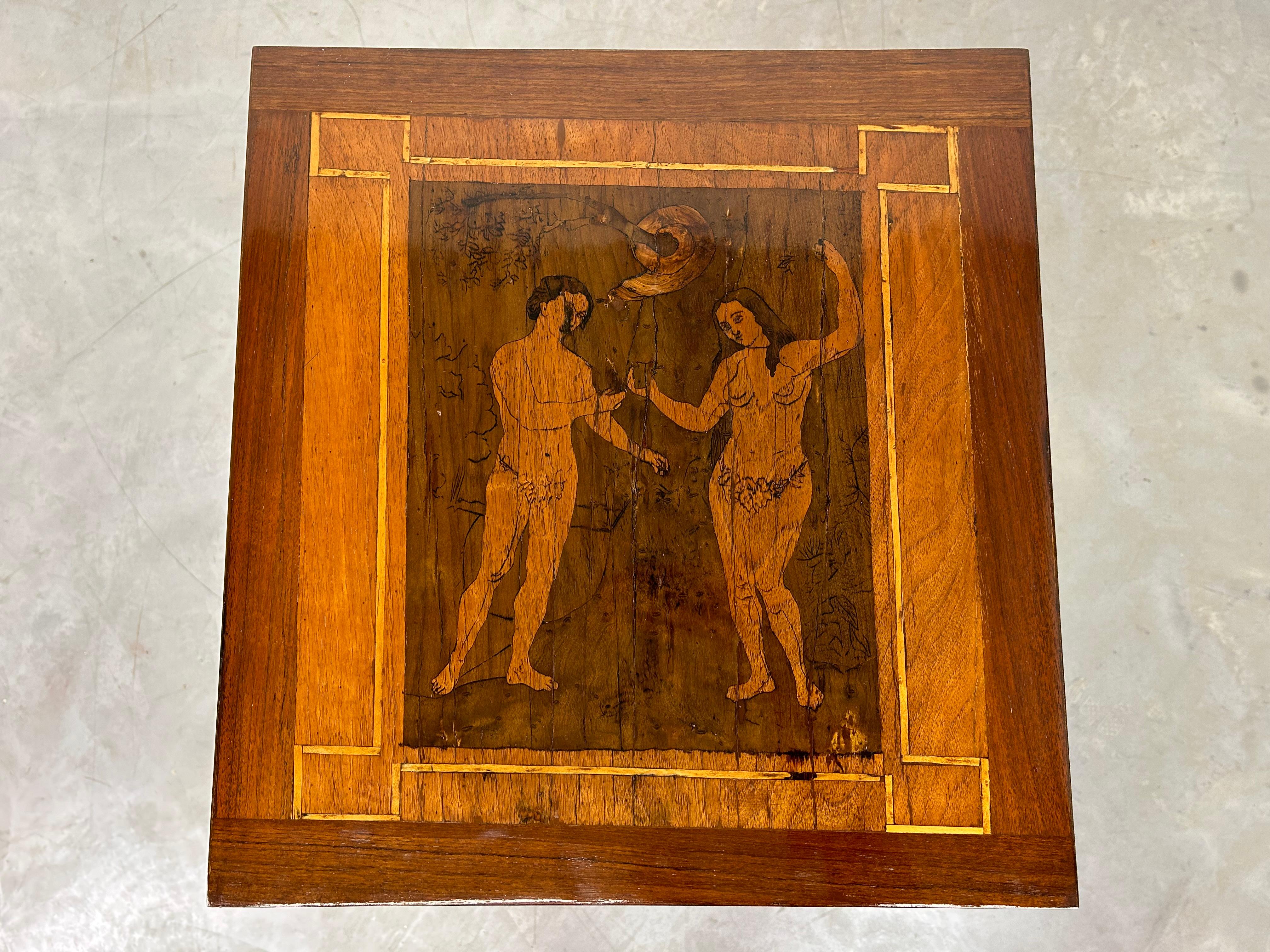 Baroque Revival Adjustable writing table with Adam and Eve inlay For Sale