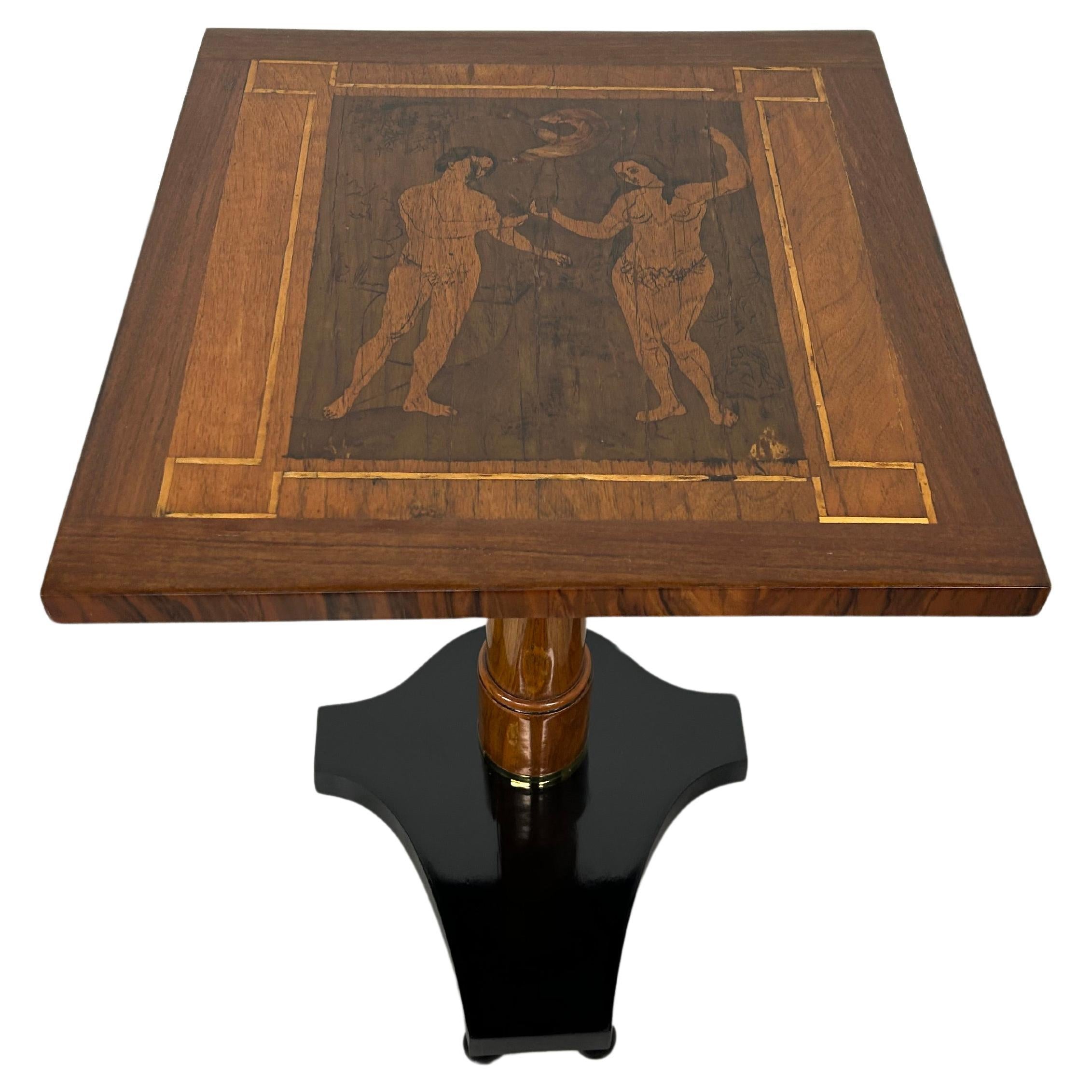 Adjustable writing table with Adam and Eve inlay