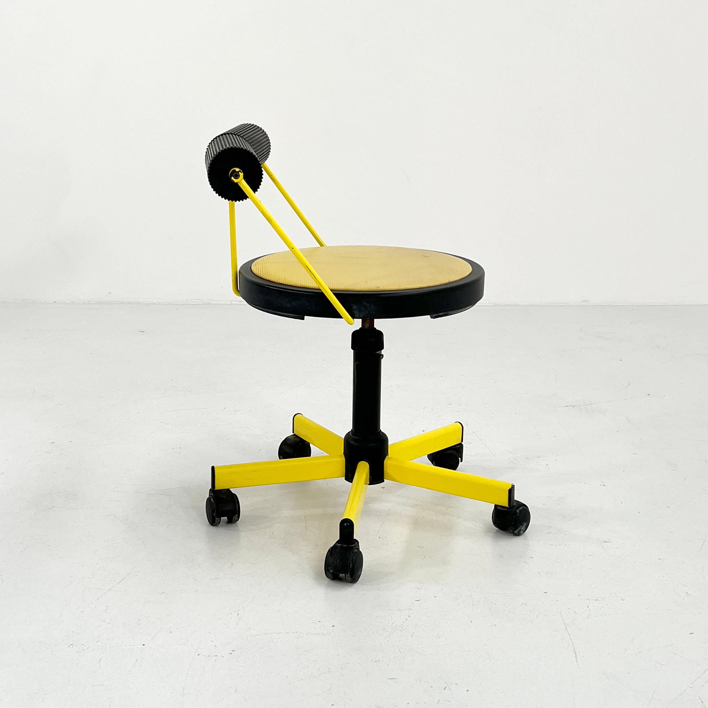 Adjustable Yellow Desk Chair from Bieffeplast, 1980s In Fair Condition In Ixelles, Bruxelles