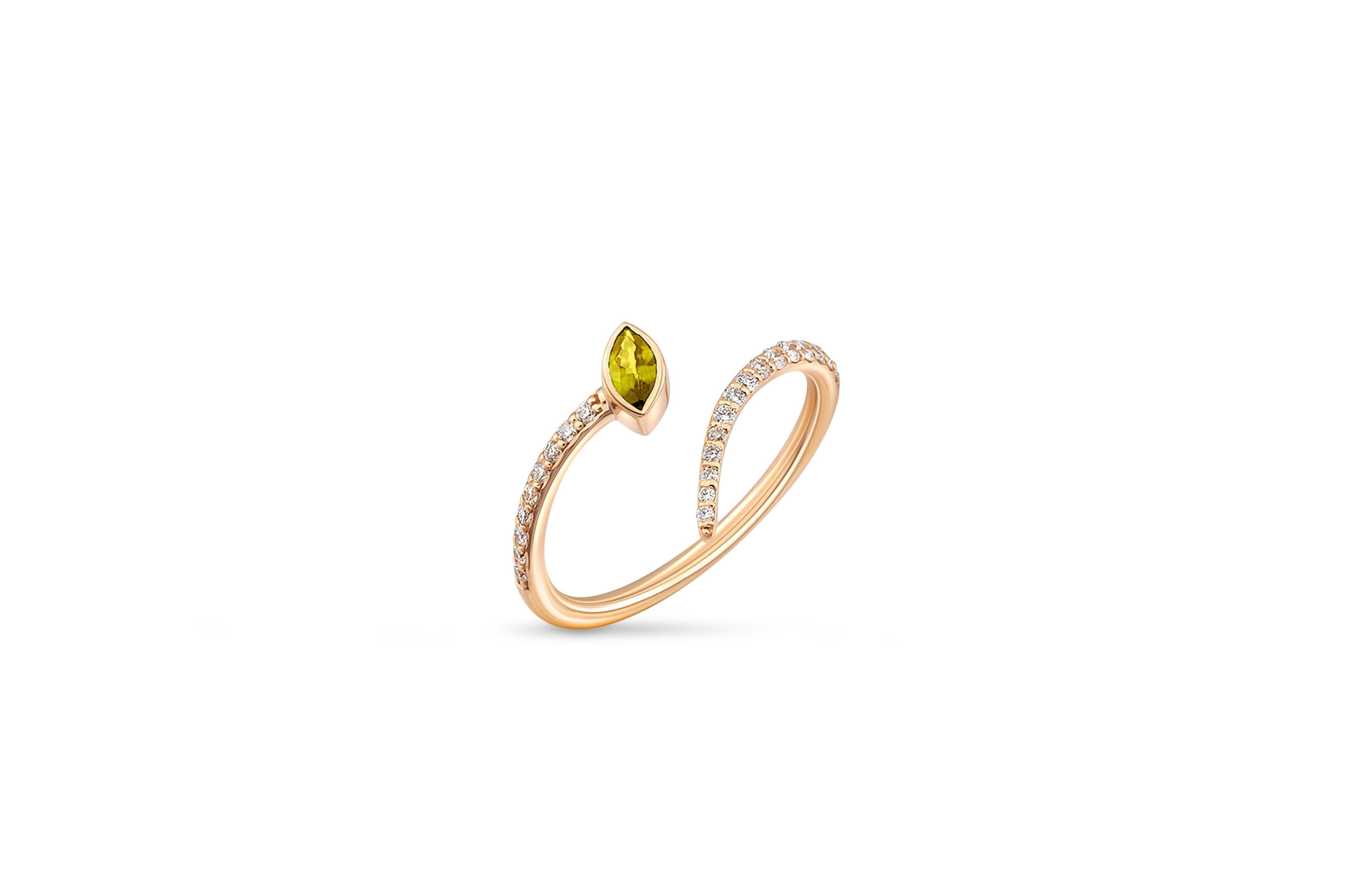 Adjustable yellow sapphire marquise 14k gold ring. In New Condition In Istanbul, TR