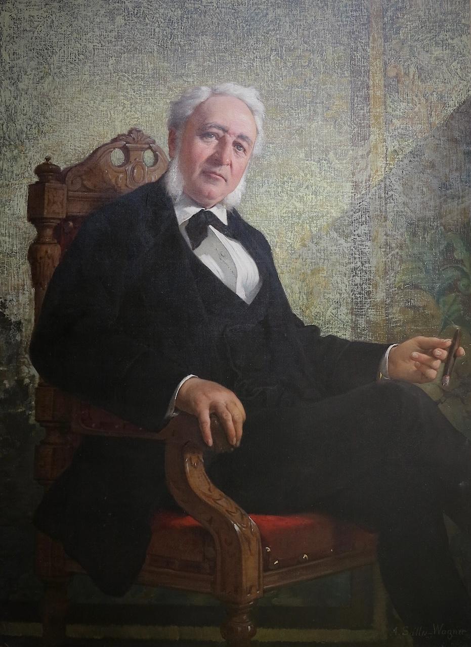 Ritratto del signor Pierre Rougé e ritratto della signora Mathilde Rougé, nata Rauch - Portrait Painting Nero di Adélaïde SALLES-WAGNER