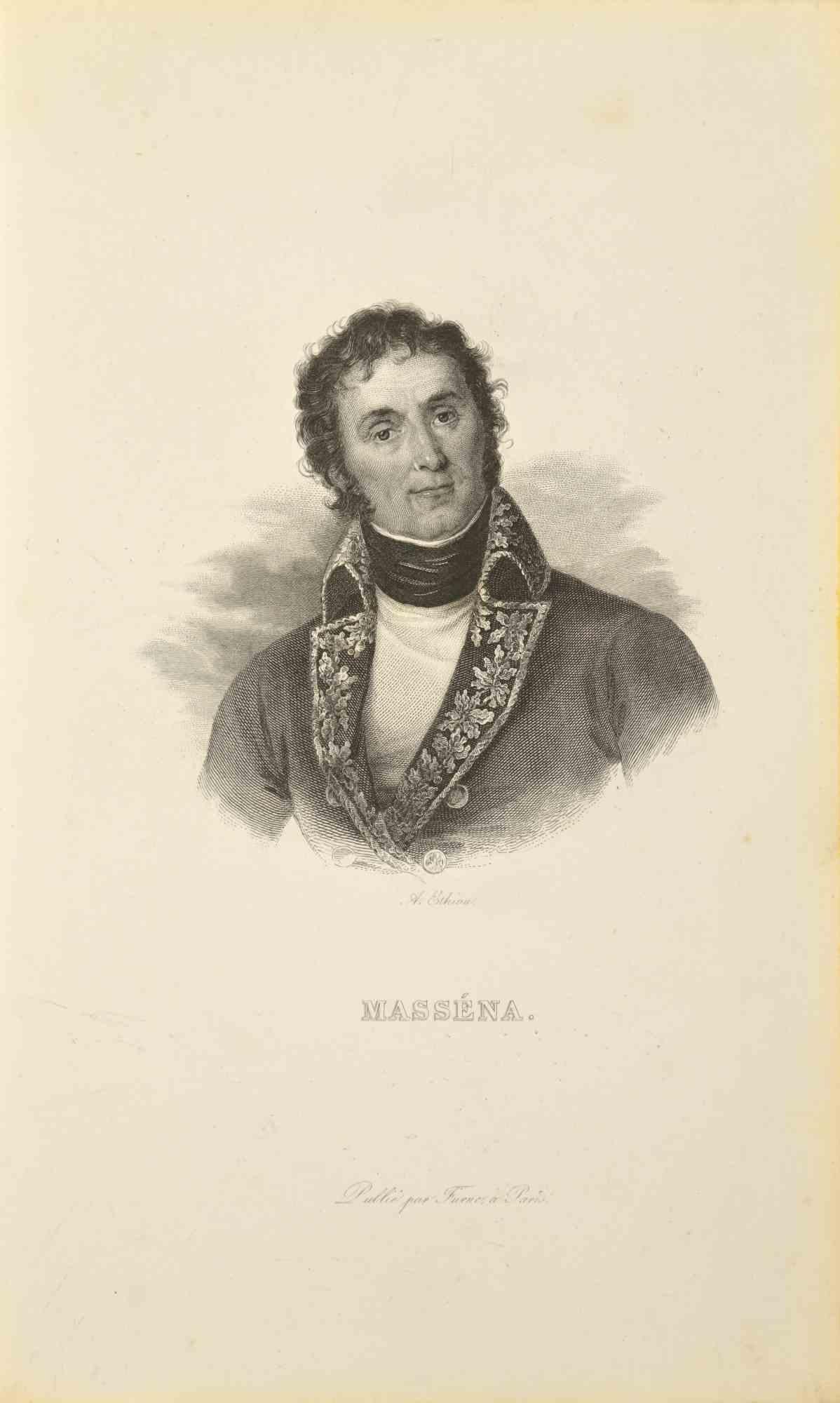 Adèle Ethiou Portrait Print - Massena - Etching by A. Ethiou - 1837