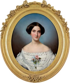 Adèle Kindt, Portrait d'une dame avec des roses et des myosotis