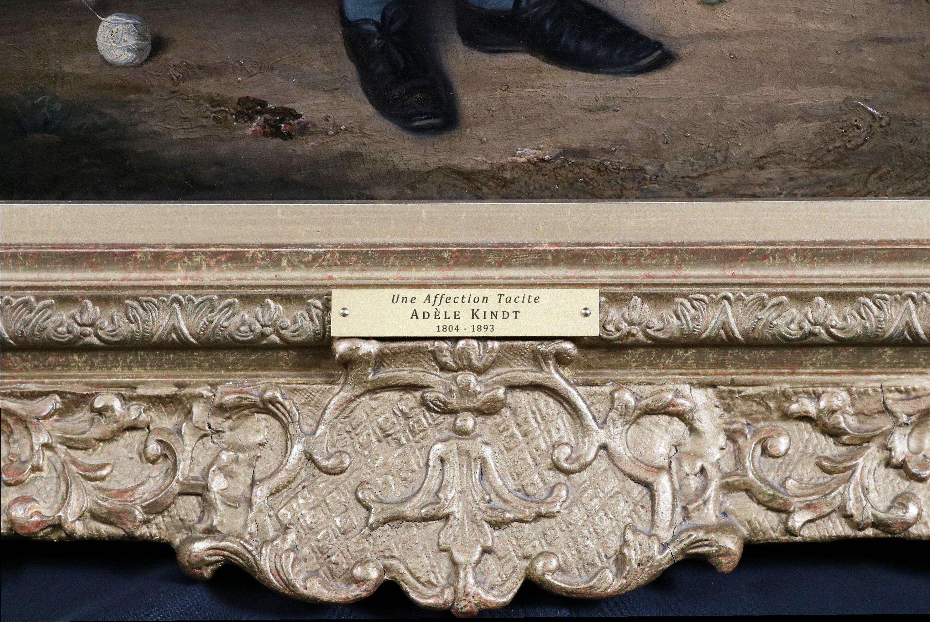 Une Affection Tacite - Pittura ad olio romantica del XIX secolo Ragazza e ammiratore innamorato 4