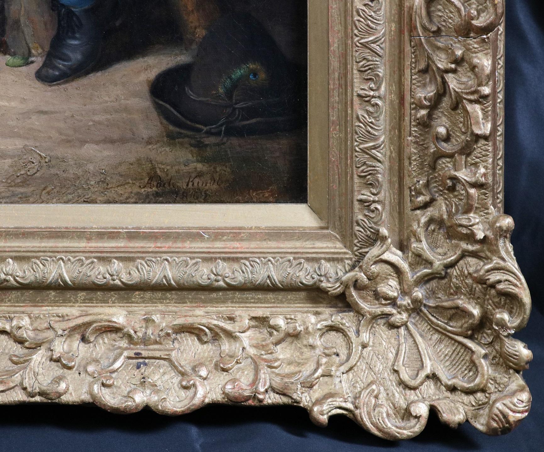 Une Affection Tacite - Pittura ad olio romantica del XIX secolo Ragazza e ammiratore innamorato 5