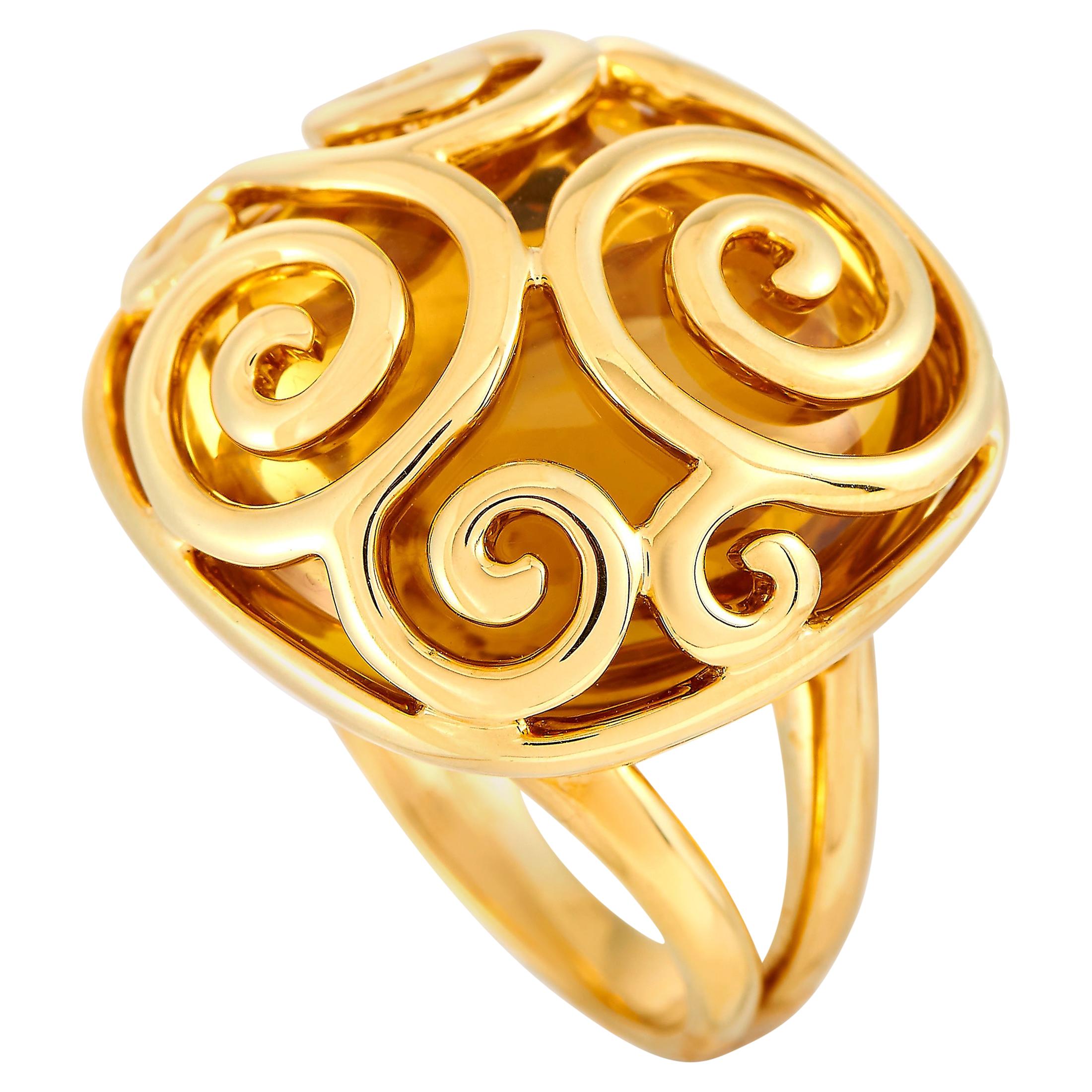 Citrin-Ring aus 18 Karat Gelbgold mit Adler