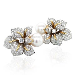 Adler, 18K bi-color Gold Pearl Diamond Earrings