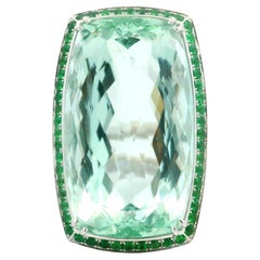 Anello Adler in oro 18k GIA 44,88ct Long Cushion Green Beryl Aquamarine Tsavorite