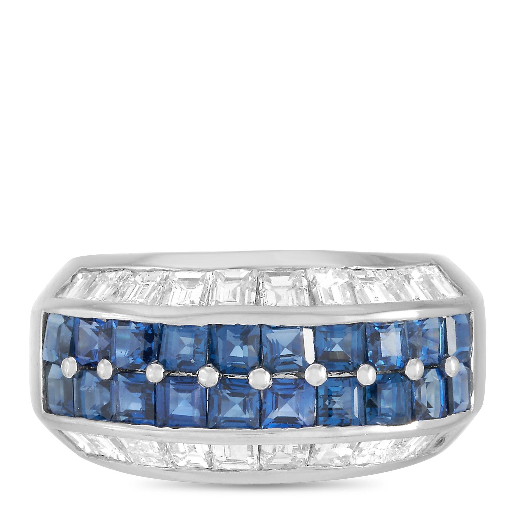 Women's Adler 18 Karat White Gold 1.76 Carat Diamond and Sapphire Ring