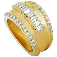 Adler Or jaune 18 carats et or  Bague bombée en diamants de 1,75 carat