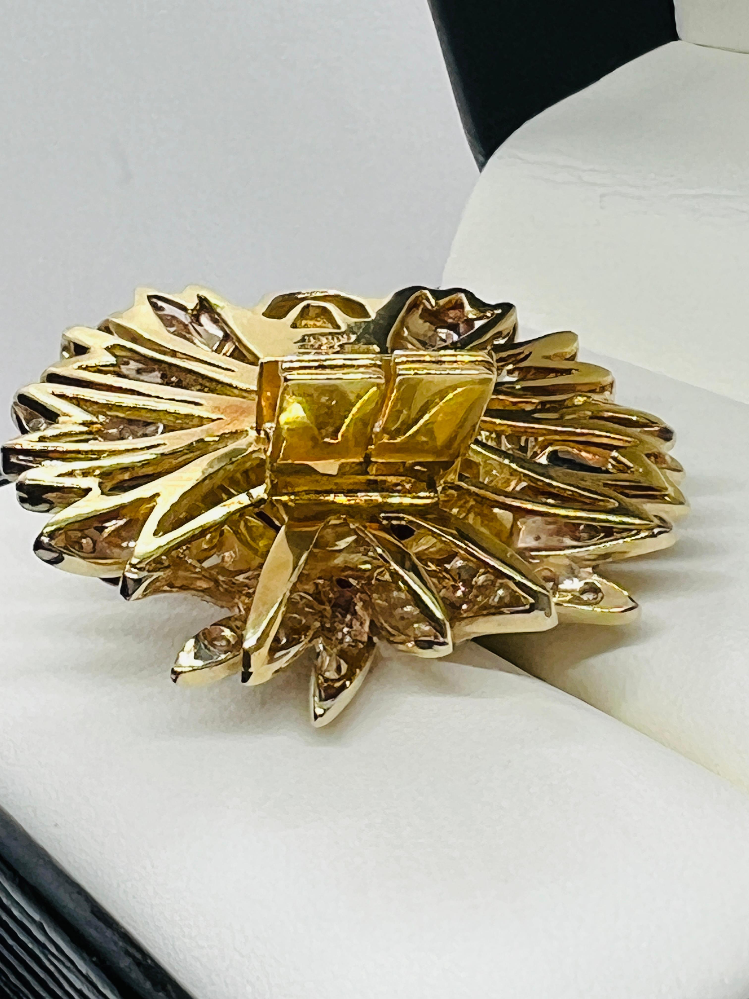 Adler 18k Yellow Gold, Diamond & Ruby Lionshead Doorknocker Enhancer Pendant For Sale 4