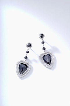 Adler Black Diamond Heat Shape White Gold Earrings