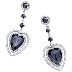 Adler Black Diamond Heat Shape White Gold Earrings