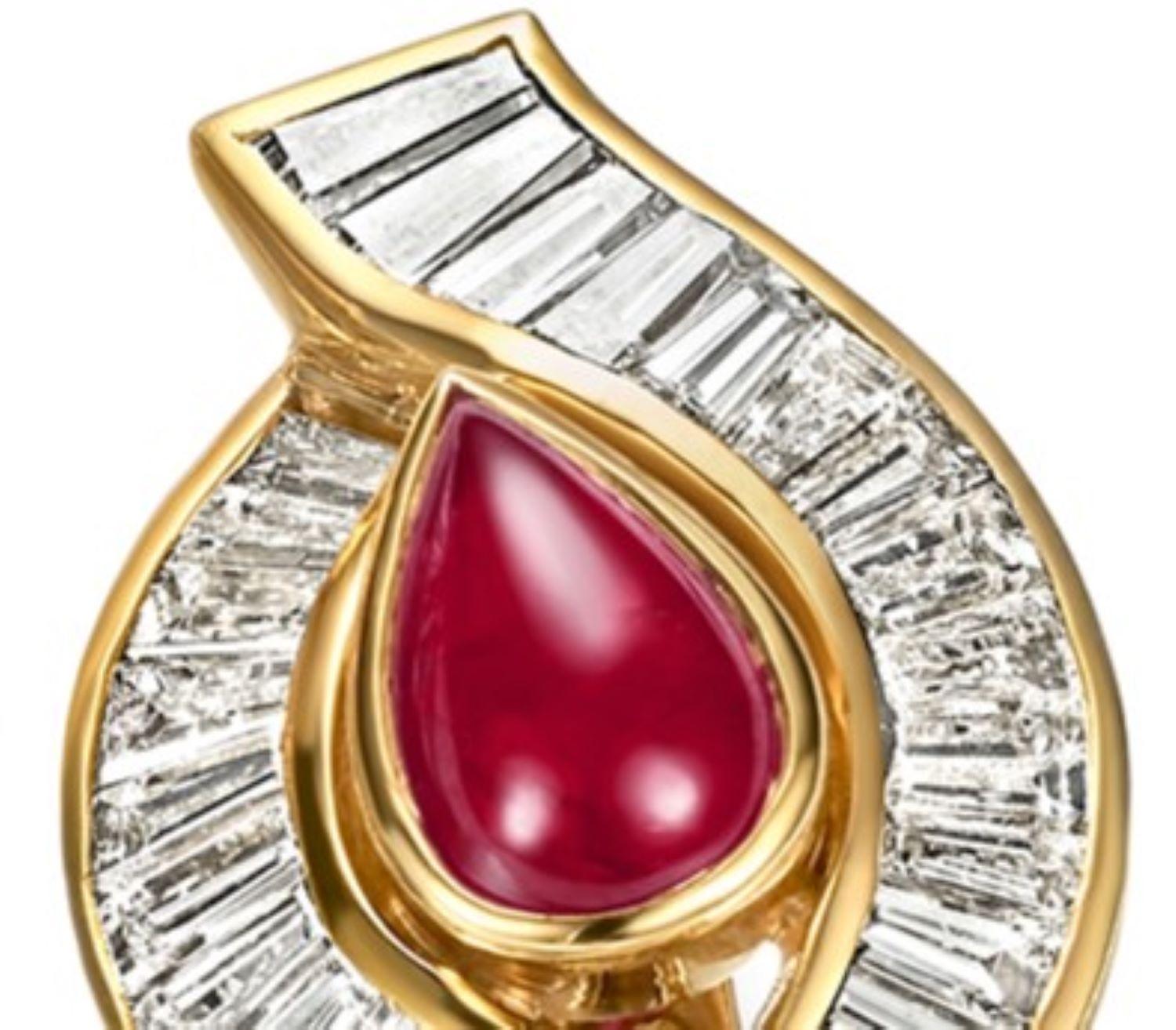 Artisan Adler Clips - On Boucles d'oreilles 4ct Burma NH Ruby & Diamonds, GRS, Estate Sultan Oman en vente