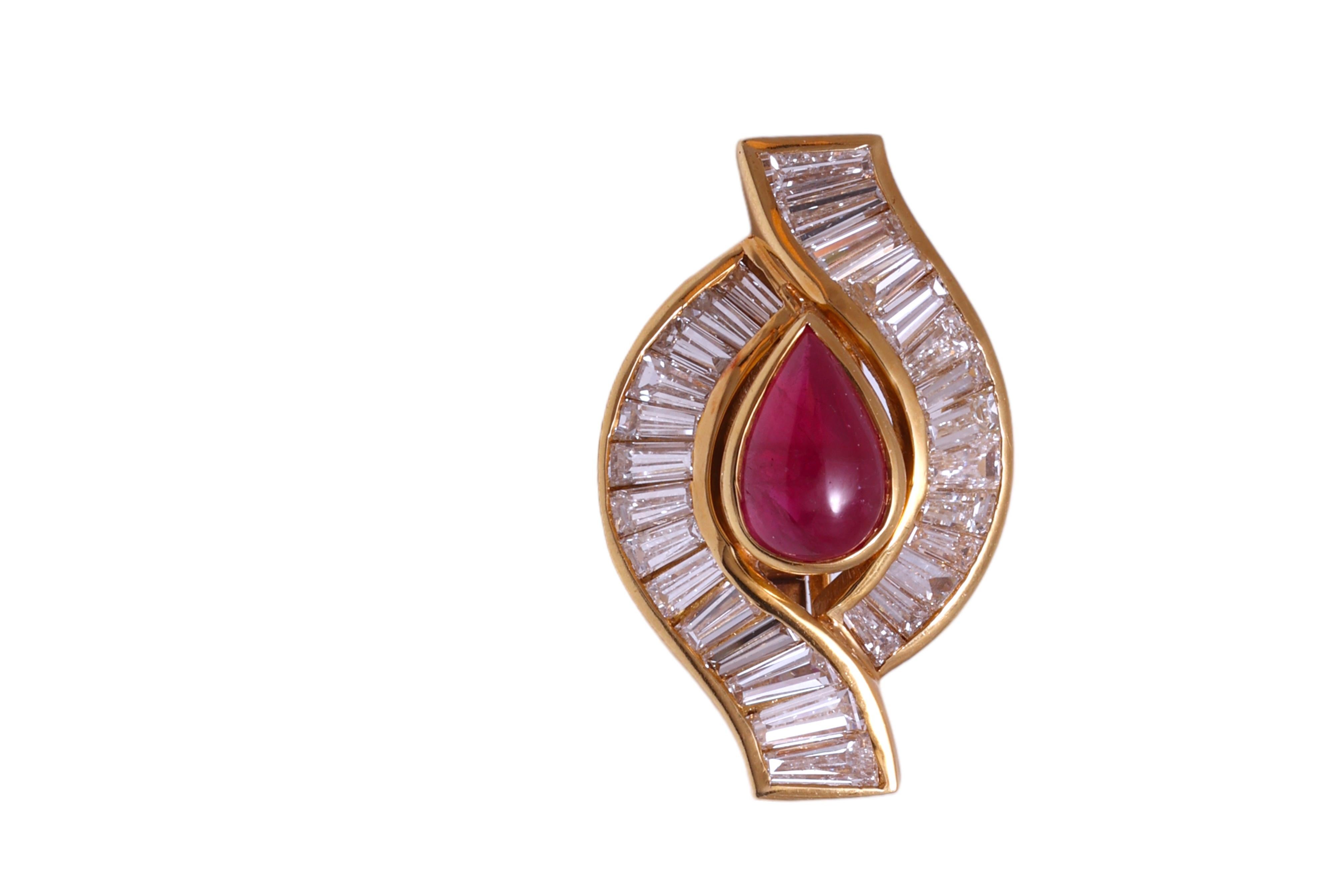 Adler Clip - On Earrings 4ct Burma NH Ruby & Diamonds, GRS, Estate Sultan Oman For Sale 2