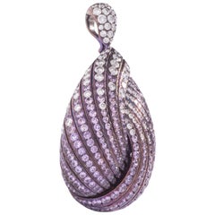 Adler Diamond and Pink Purple Sapphire on Titanium and Gold Pendant