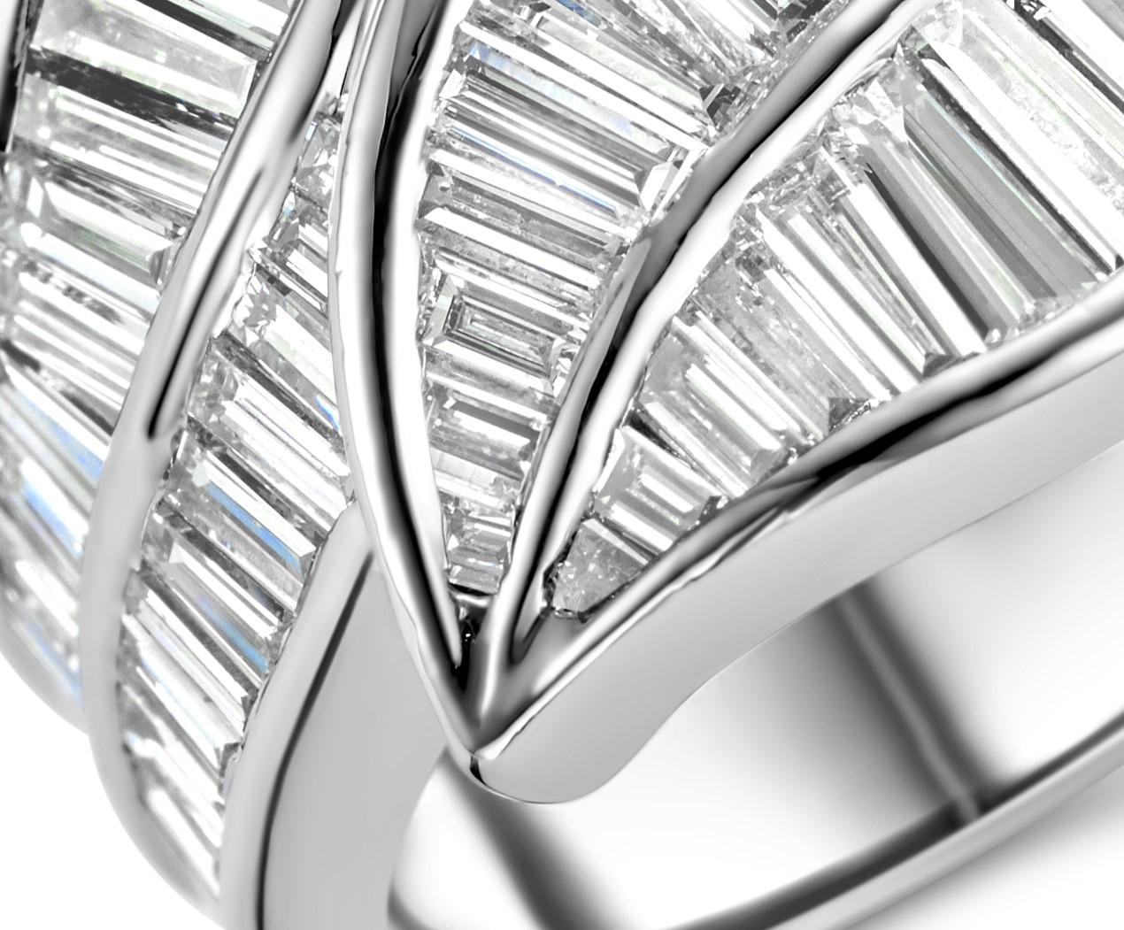 Artisan Adler Genèva 18k Gold Diamond Ring 3.05 ct. Baguette Cut, Estate Sultan Oman For Sale