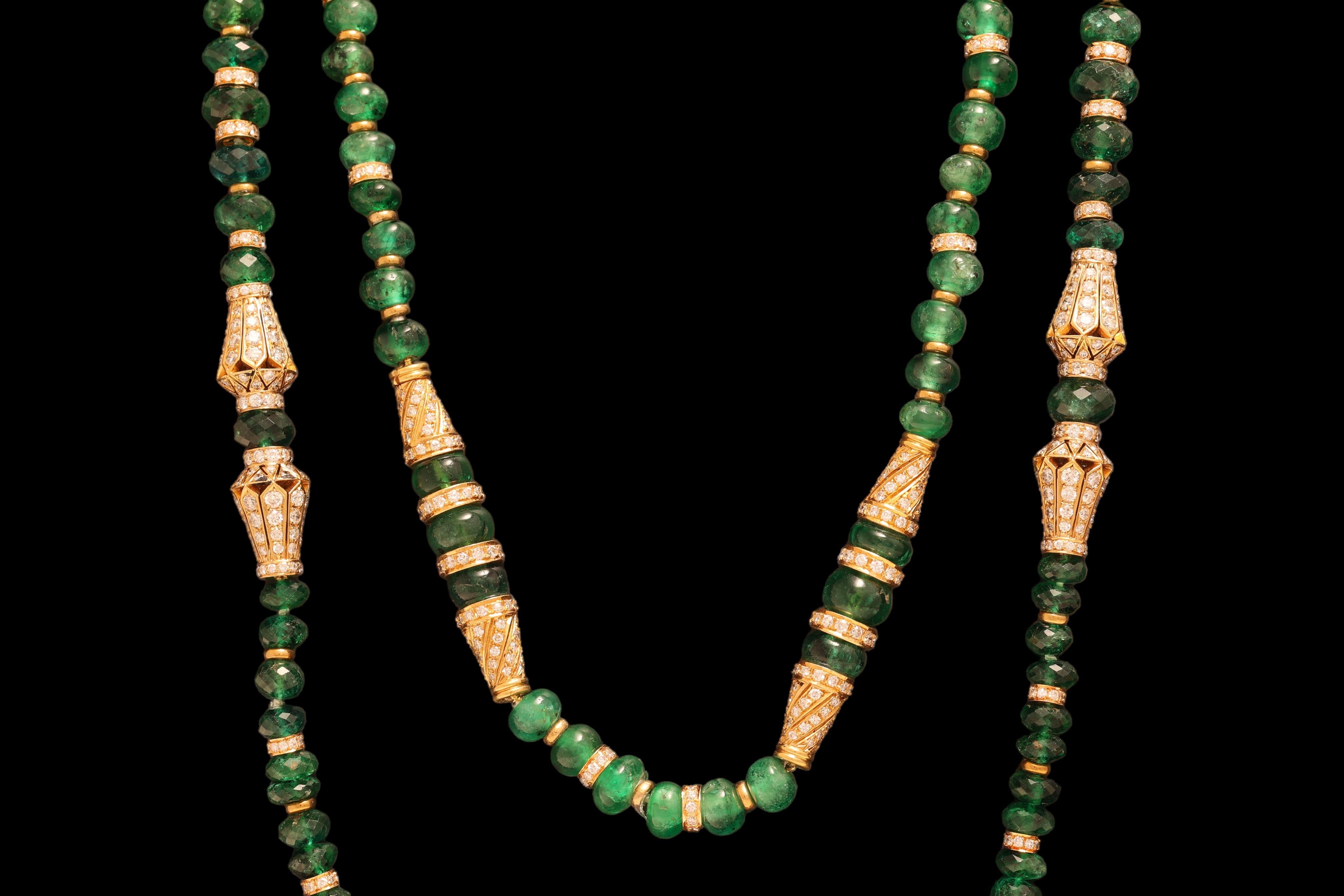 Adler Genèva 18kt Gold Necklaces 480ct Faceted Bead Emeralds CGL Certified For Sale 6