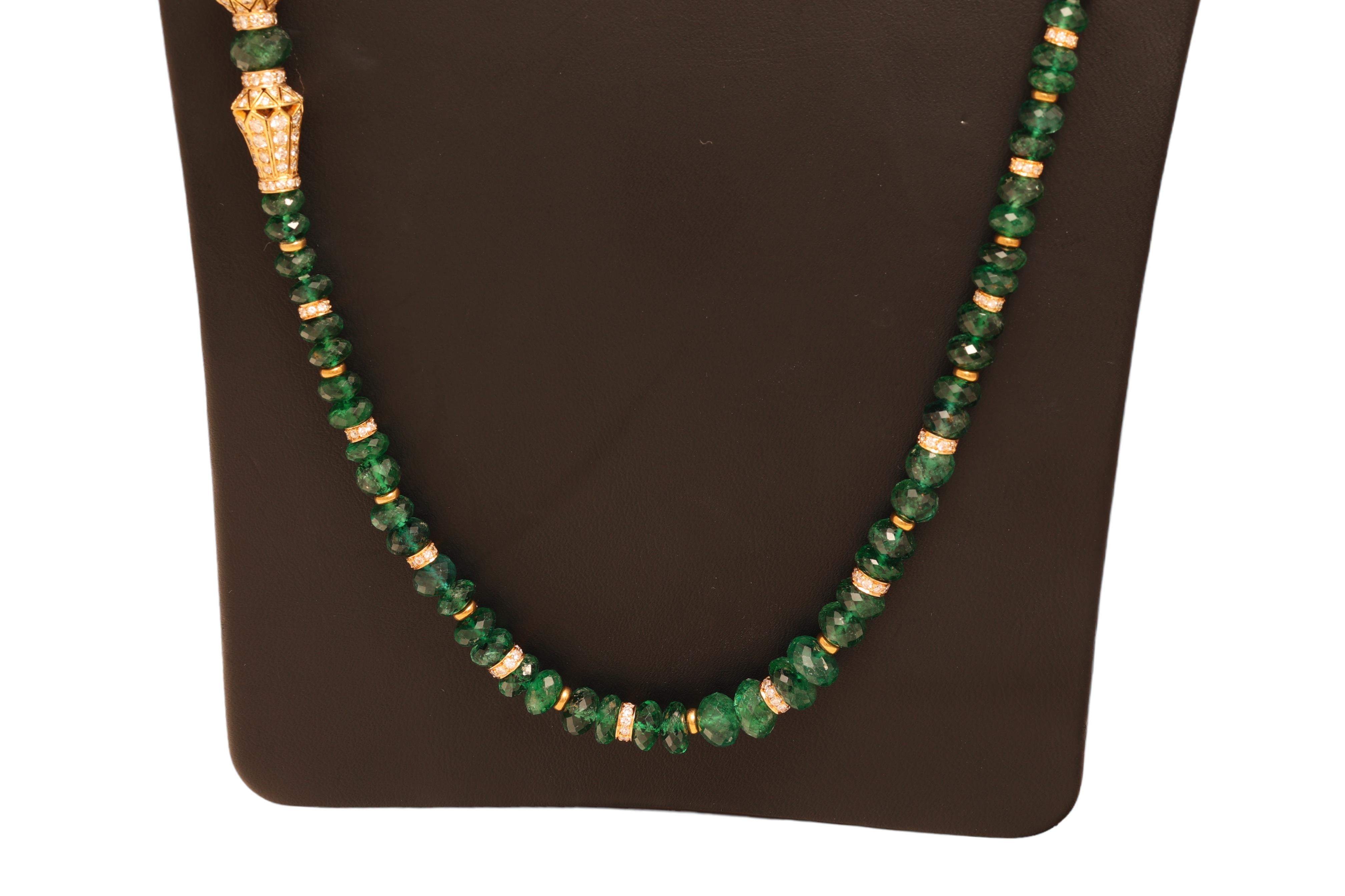 Adler Genèva 18kt Gold Necklaces 480ct Faceted Bead Emeralds CGL Certified For Sale 7