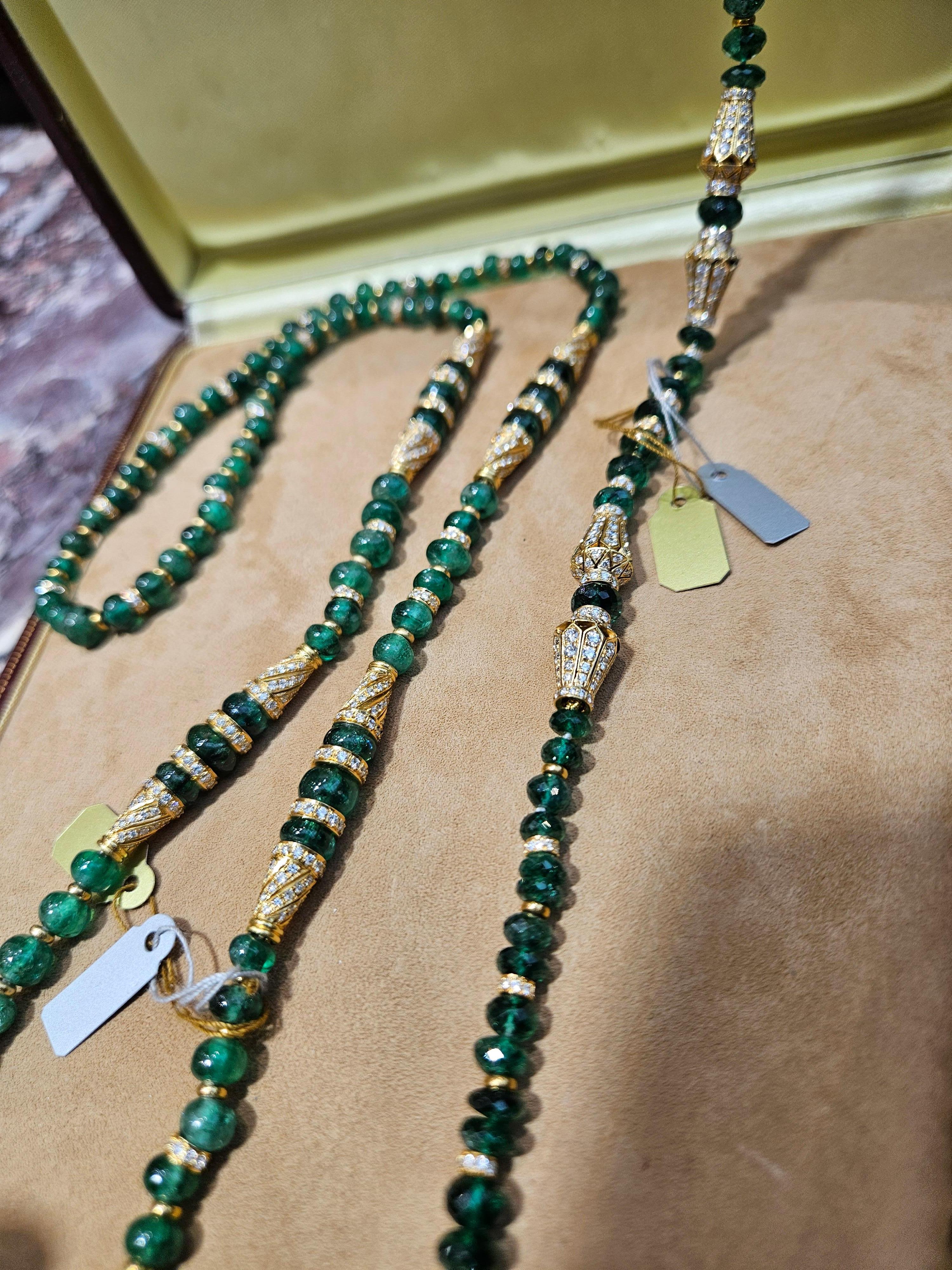 Adler Genèva 18kt Gold Necklaces 480ct Faceted Bead Emeralds CGL Certified For Sale 12