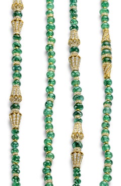 Adler Genèva 18kt Gold Necklaces 480ct Faceted Bead Emeralds CGL Certified