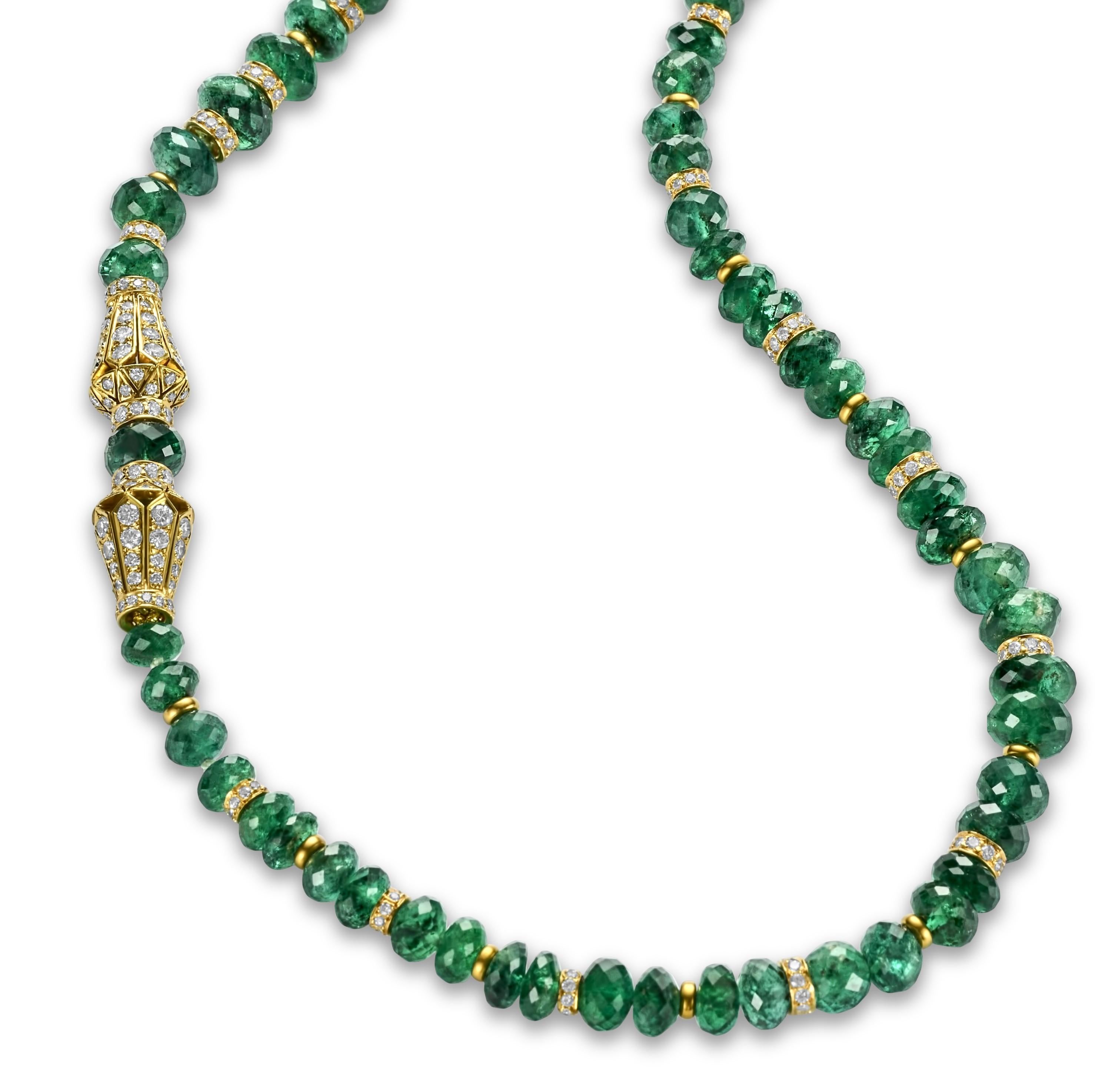 Adler Genèva 18kt Gold Necklaces 480ct Faceted Bead Emeralds CGL Certified For Sale 1